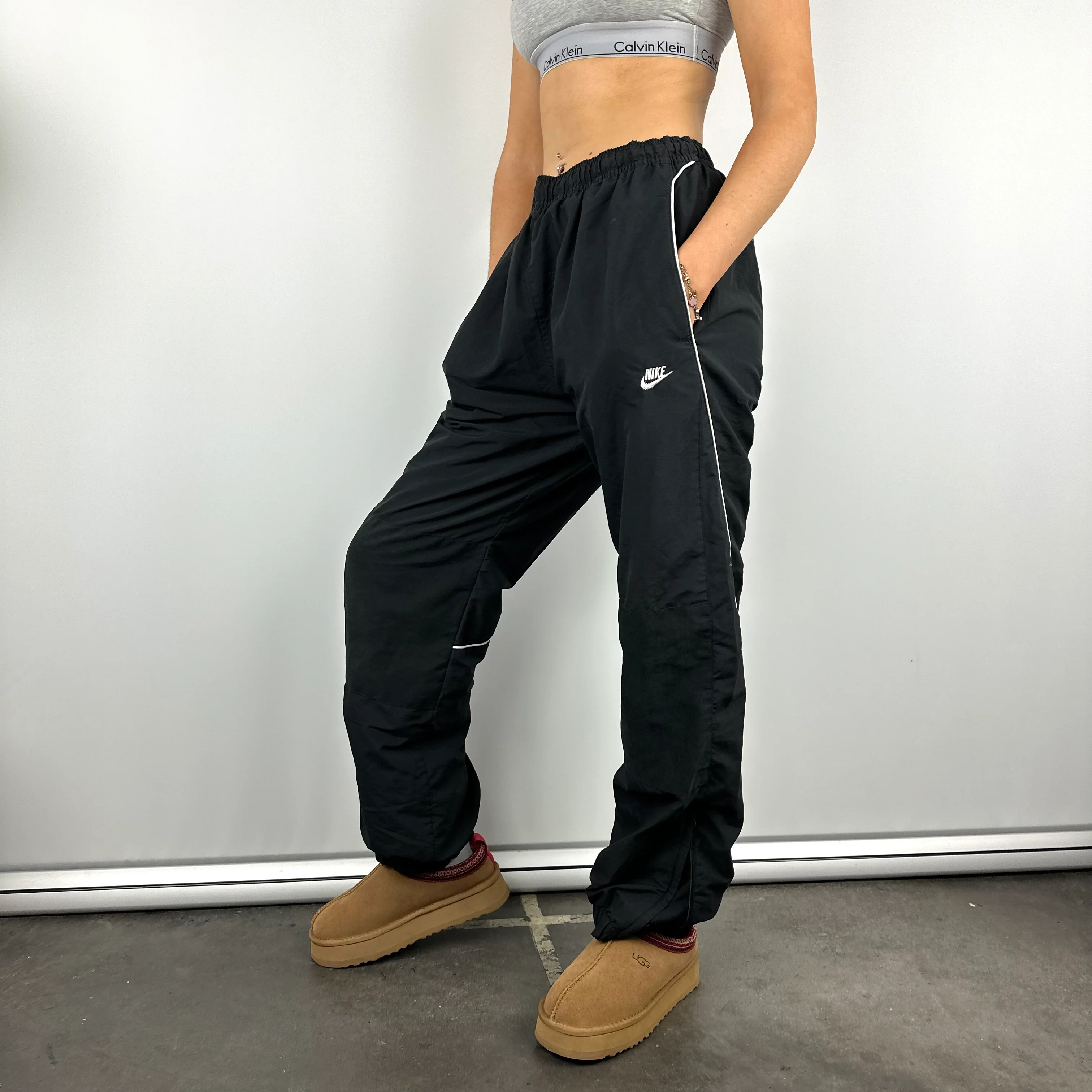 Nike Black Embroidered Spell Out Track Pants (L)