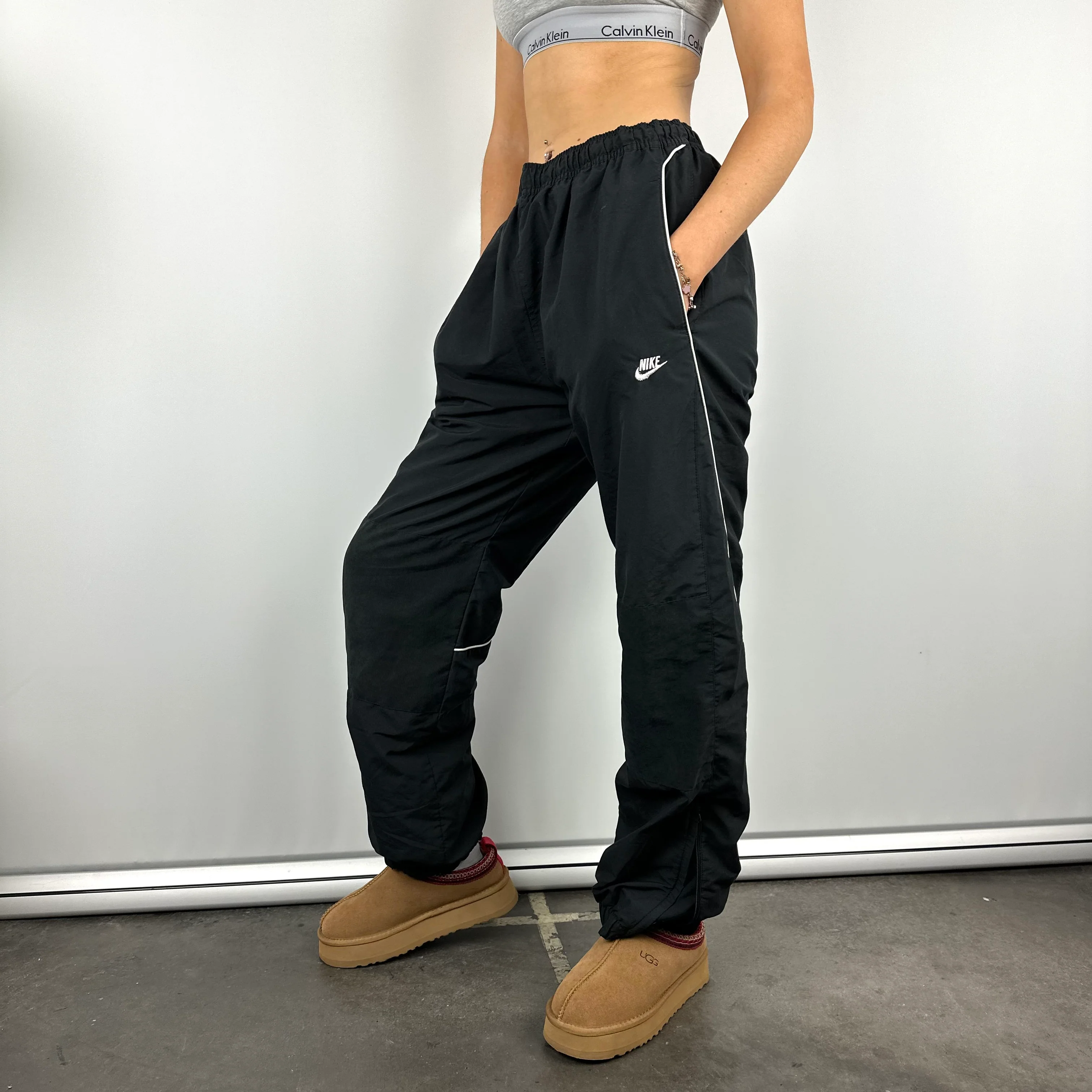 Nike Black Embroidered Spell Out Track Pants (L) - Image 6