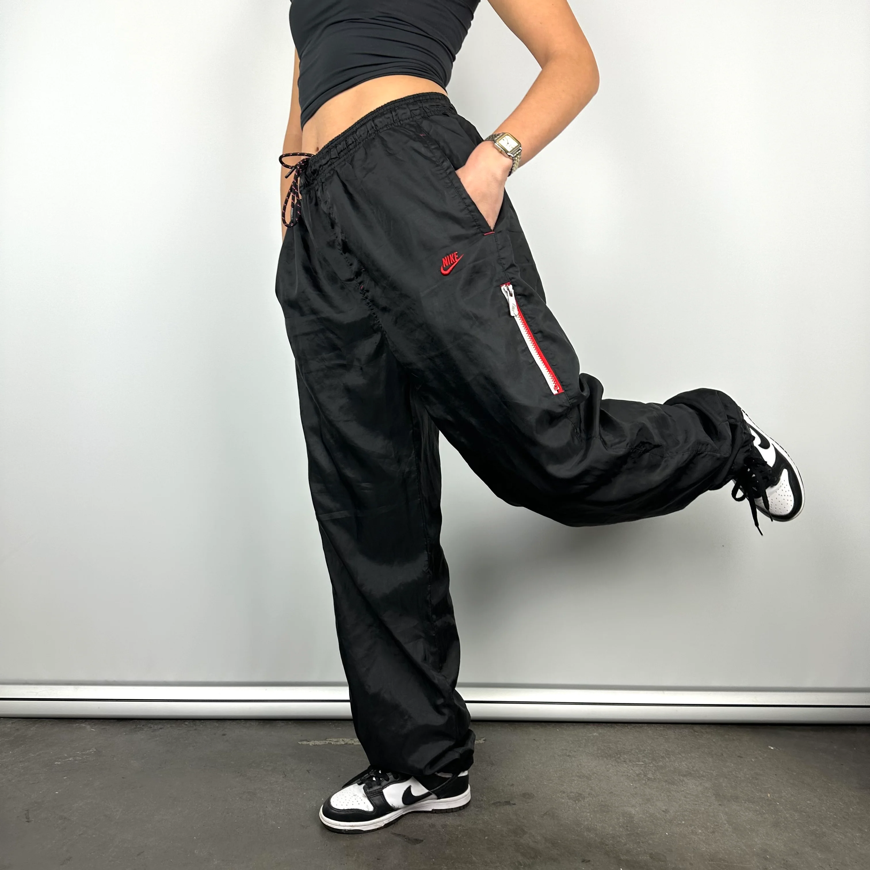 Nike Black Embroidered Spell Out Track Pants (L) - Image 6