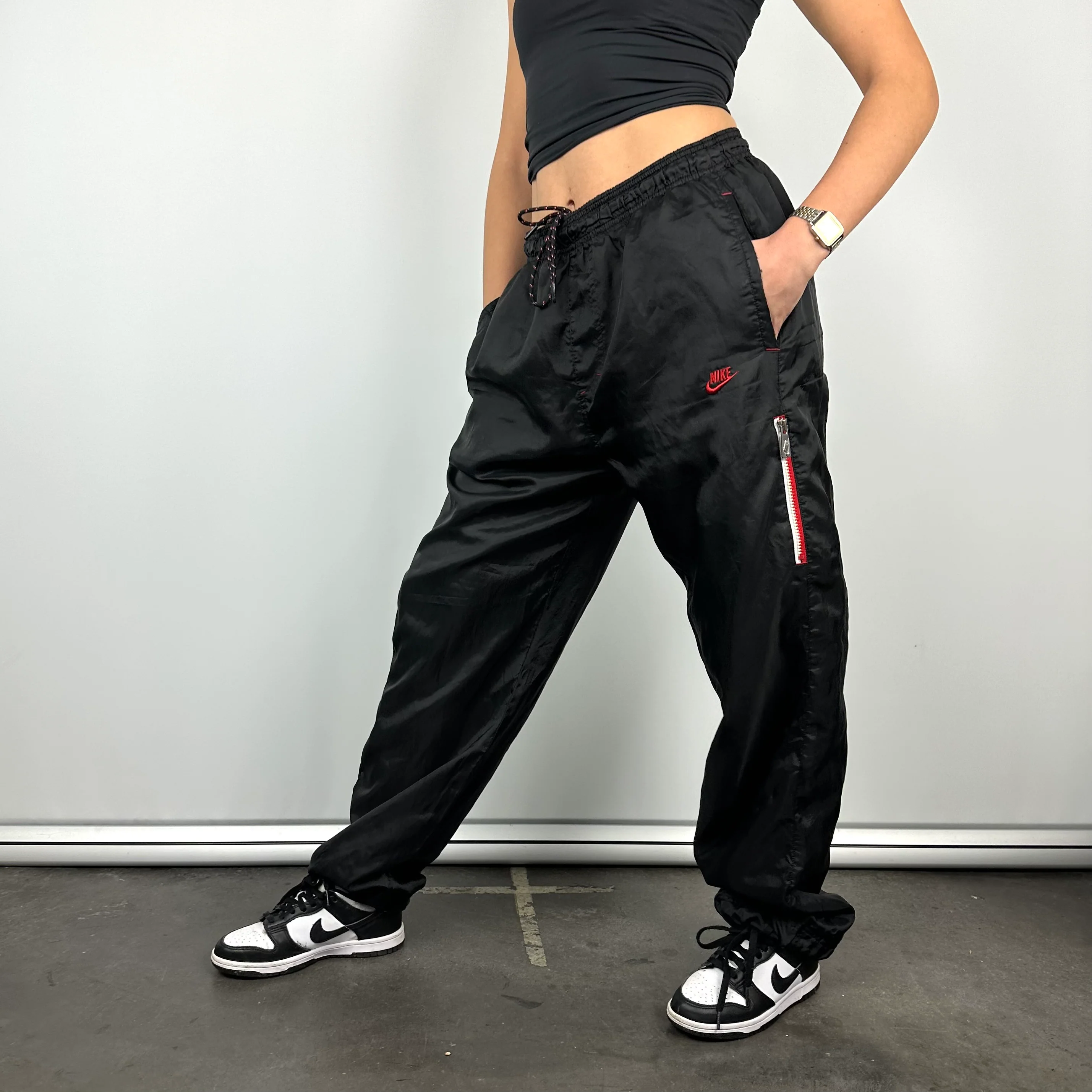 Nike Black Embroidered Spell Out Track Pants (L) - Image 8