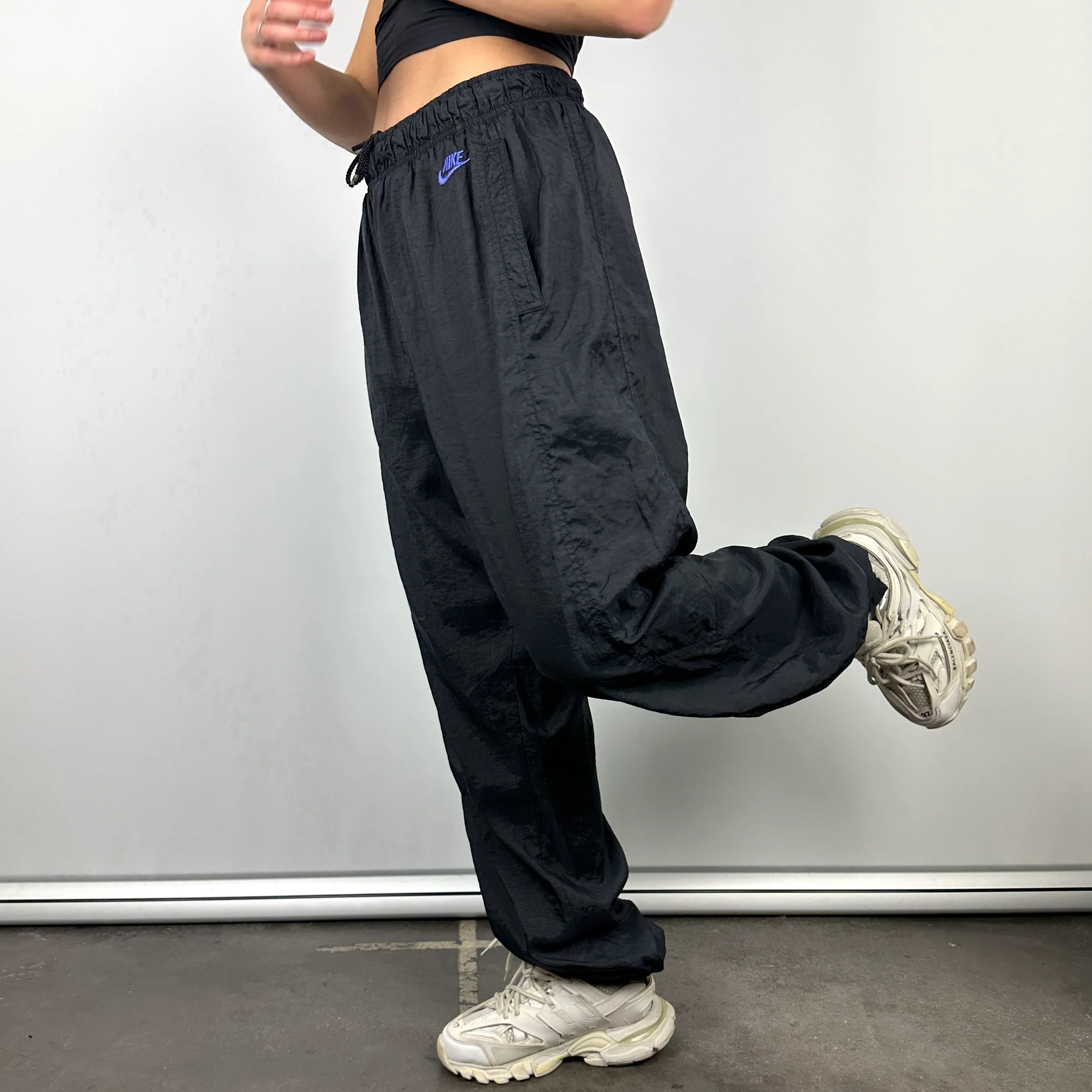 Nike Black Embroidered Spell Out Track Pants (L) - Image 2