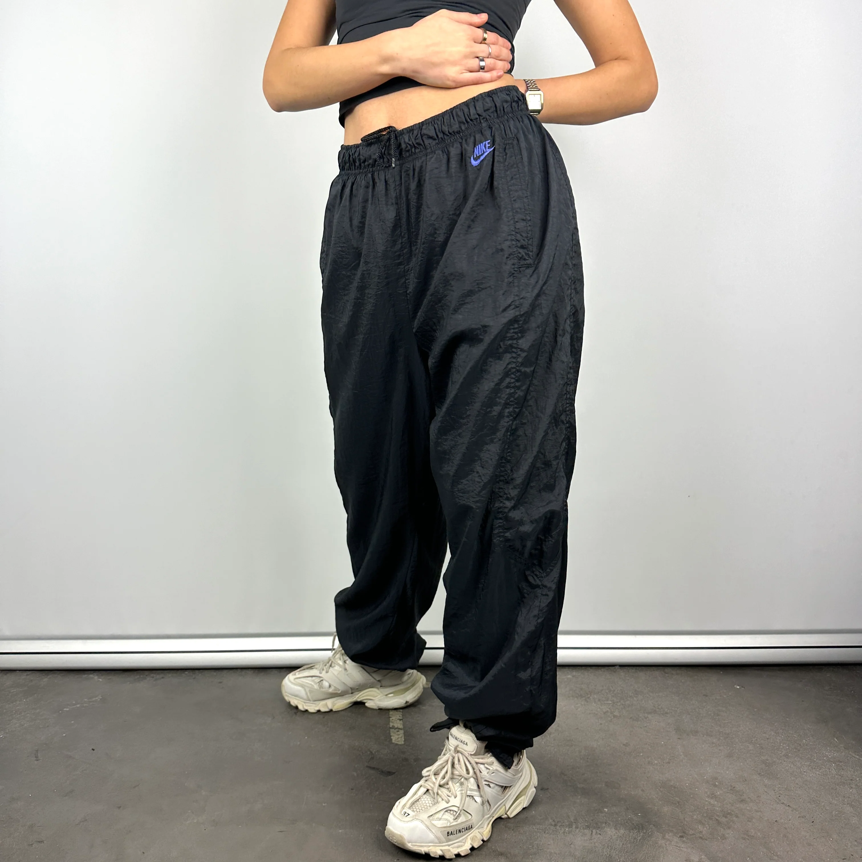 Nike Black Embroidered Spell Out Track Pants (L) - Image 7