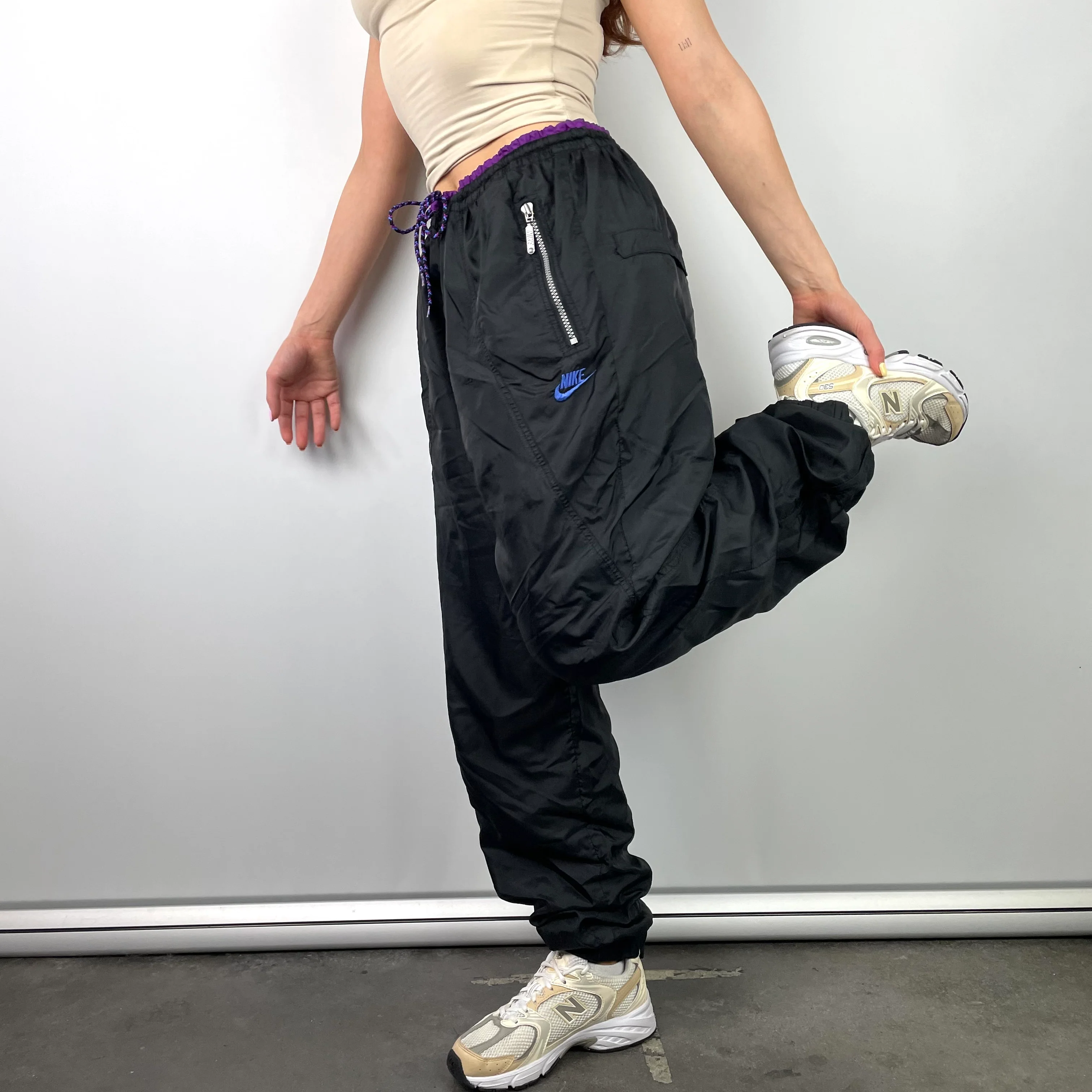 Nike Black Embroidered Spell Out Track Pants (L) - Image 2