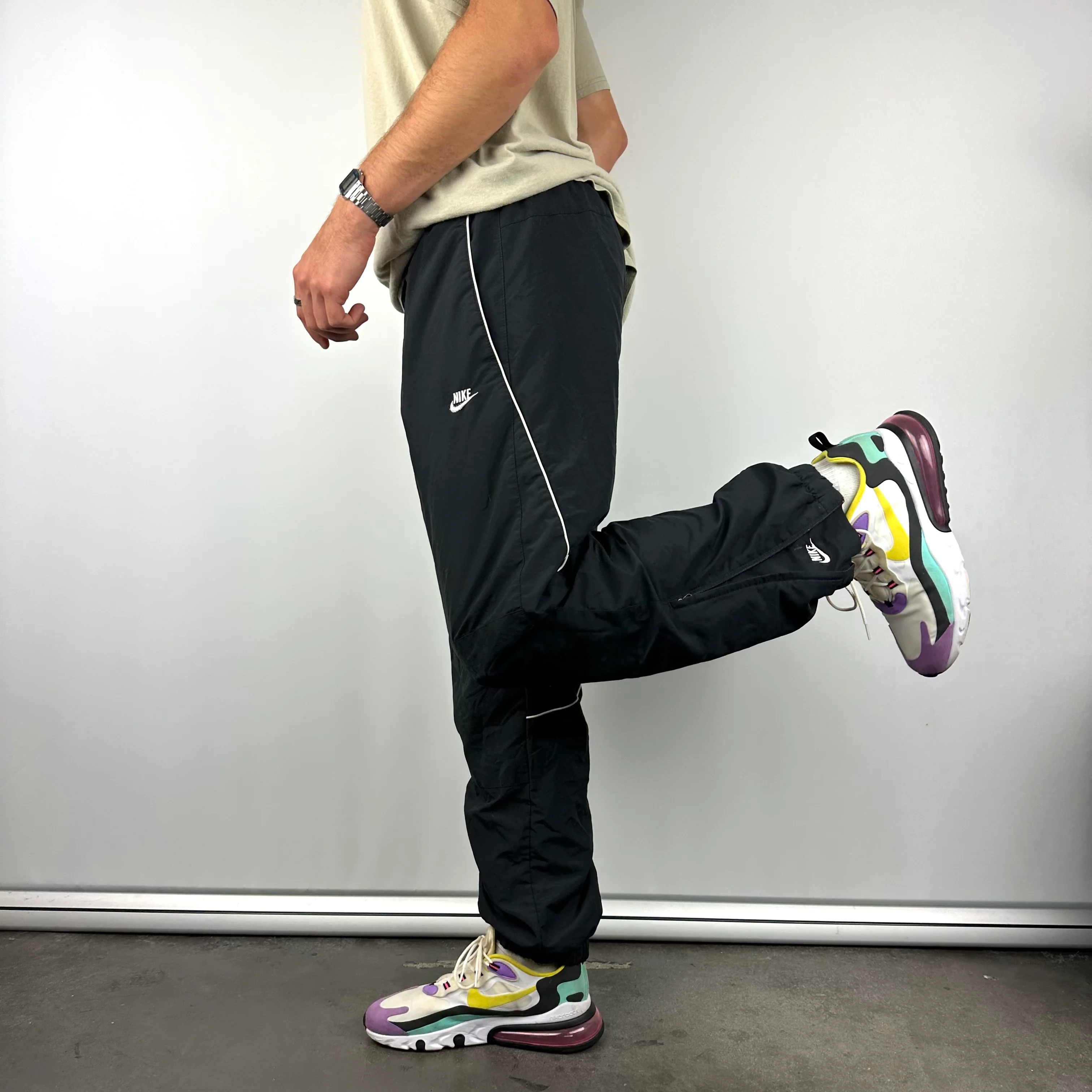 Nike Black Embroidered Spell Out Track Pants (L) - Image 3