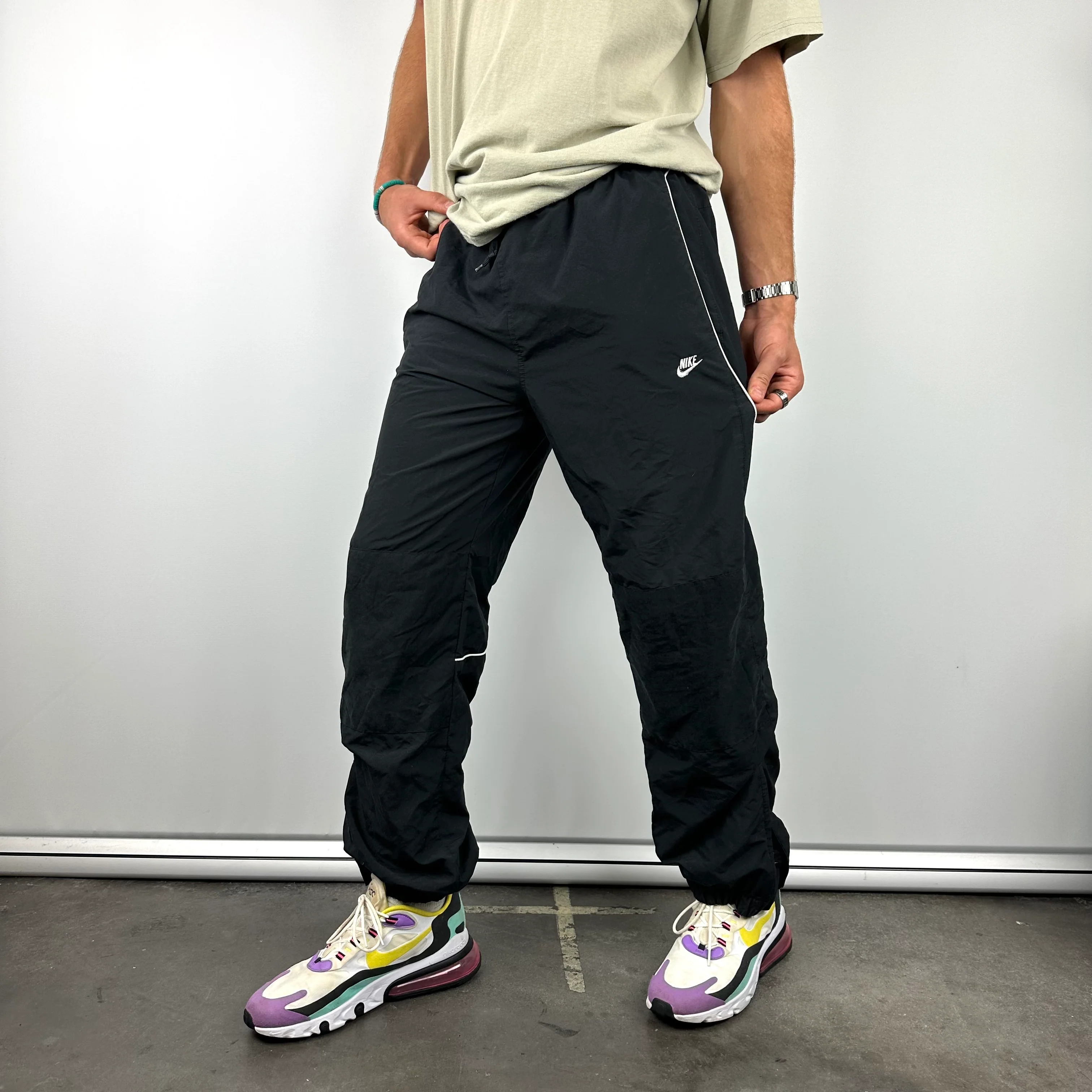 Nike Black Embroidered Spell Out Track Pants (L) - Image 6