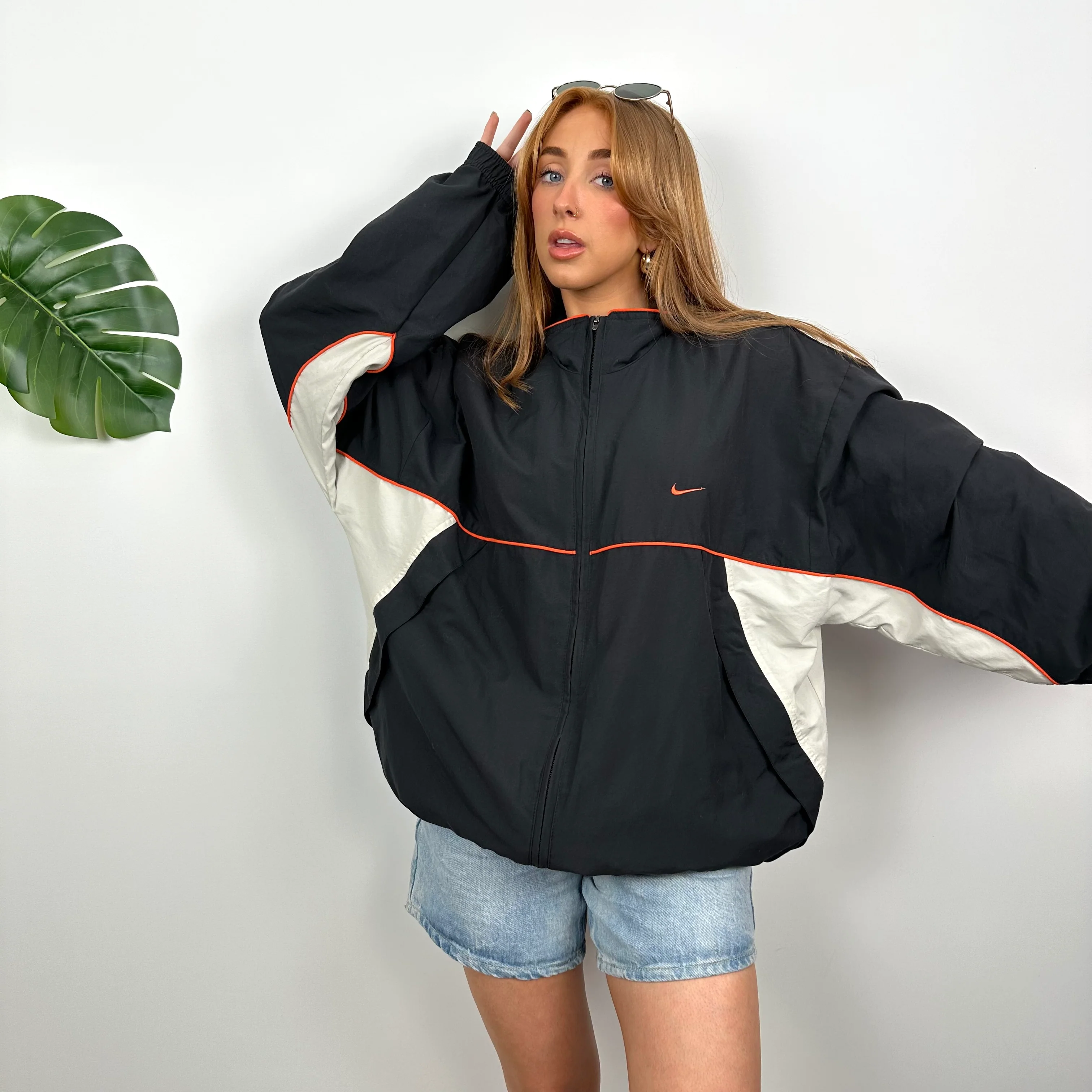 Nike Black Embroidered Spell Out Windbreaker Jacket (L) - Image 2