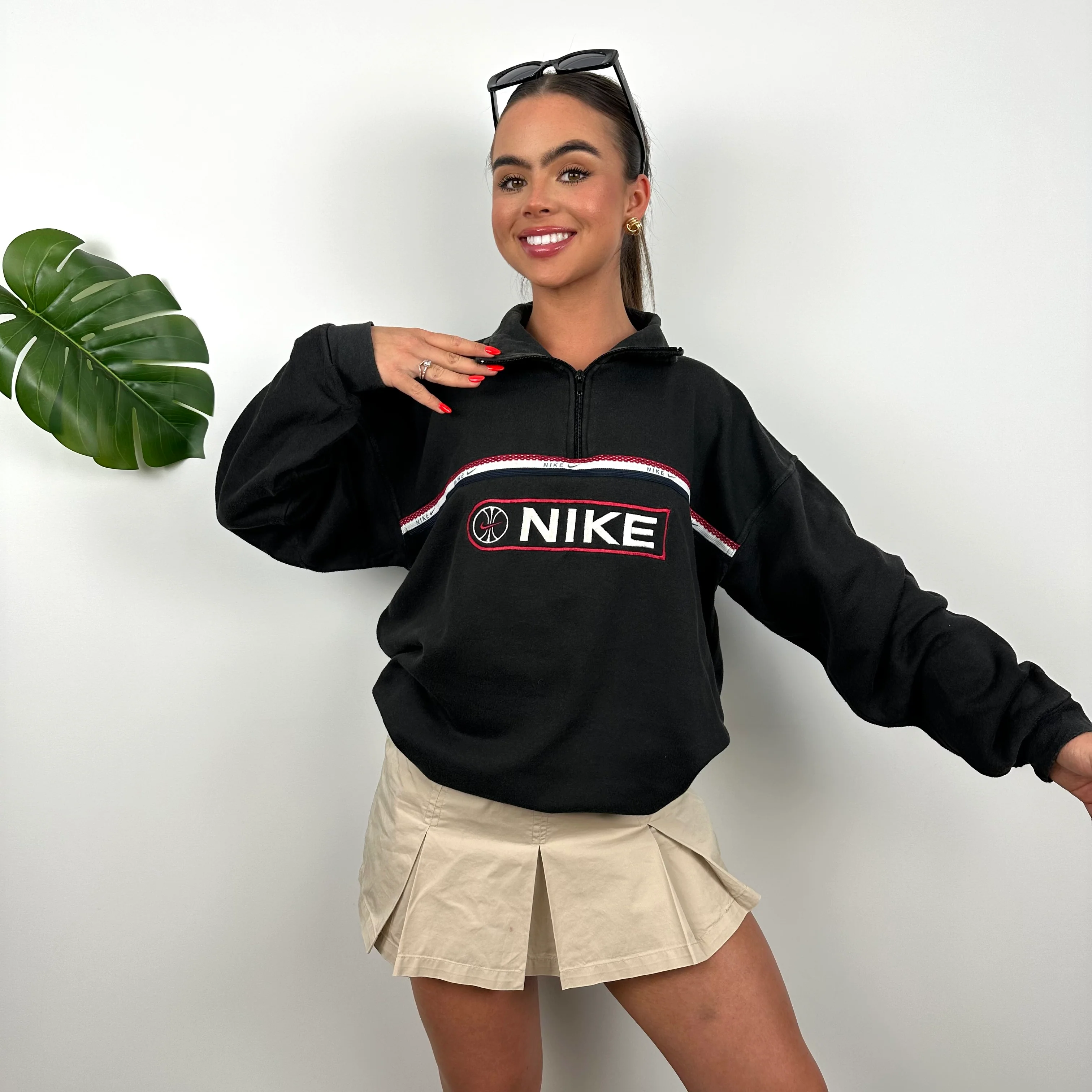 Nike Black Embroidered Swoosh Quarter Zip (M) - Image 2