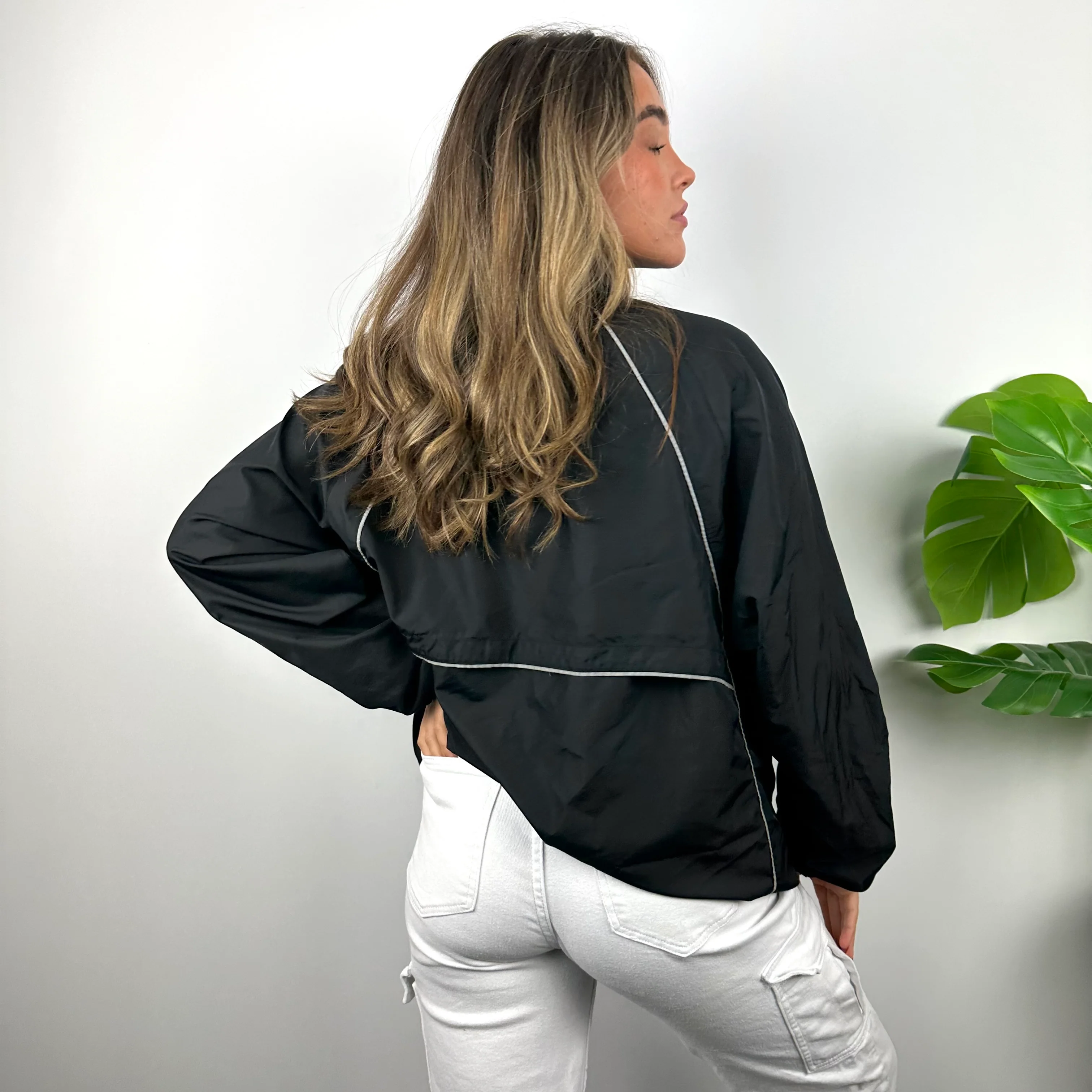 Nike Black Embroidered Swoosh Quarter Zip Windbreaker Jacket (L) - Image 4