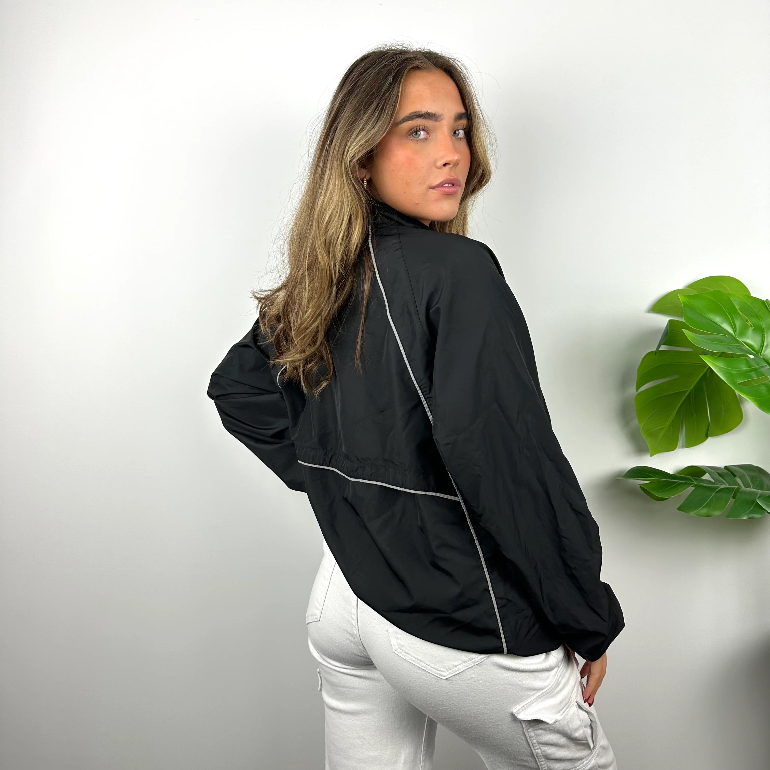 Nike Black Embroidered Swoosh Quarter Zip Windbreaker Jacket (L) - Image 7
