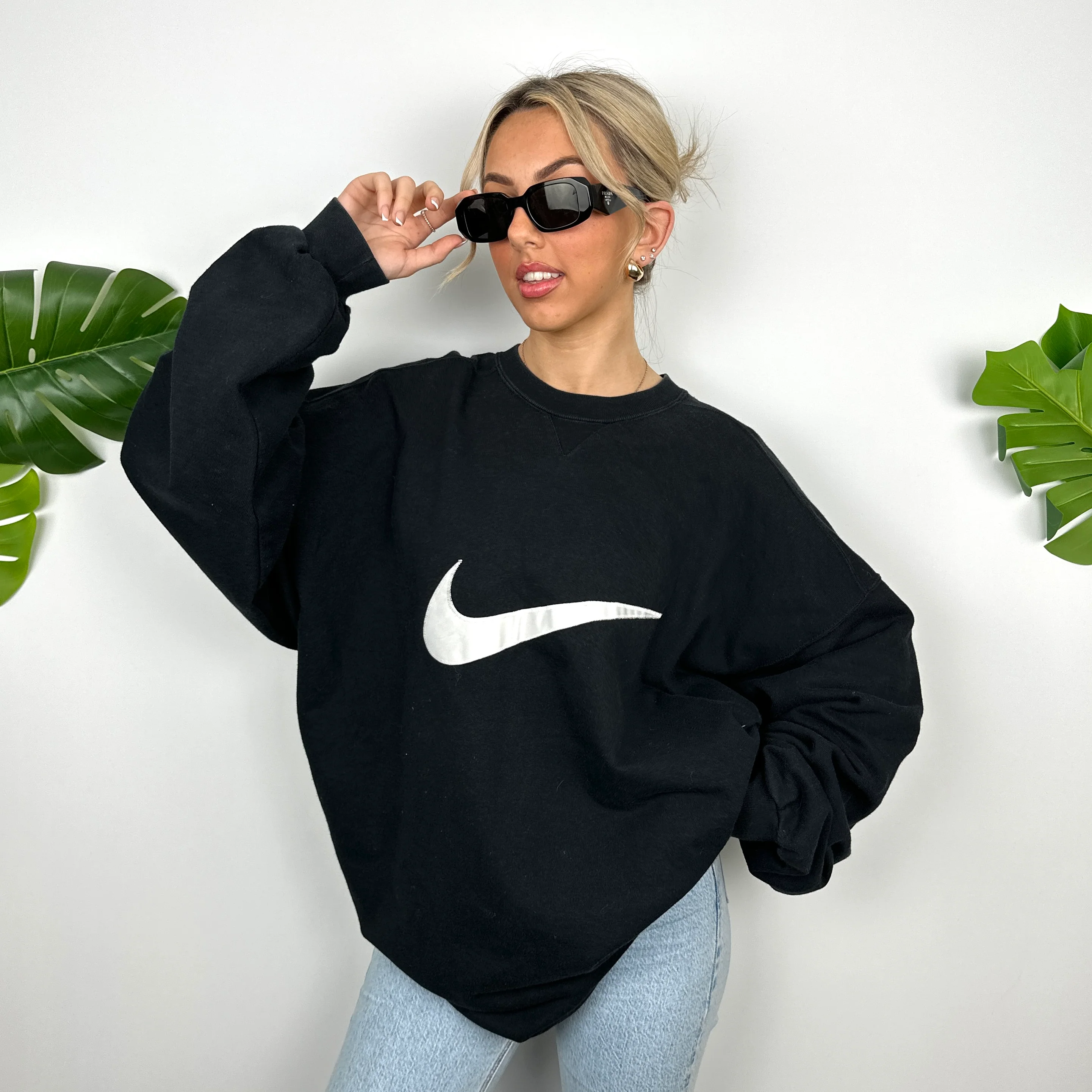 Nike Black Embroidered Swoosh Sweatshirt (XXL) - Image 4