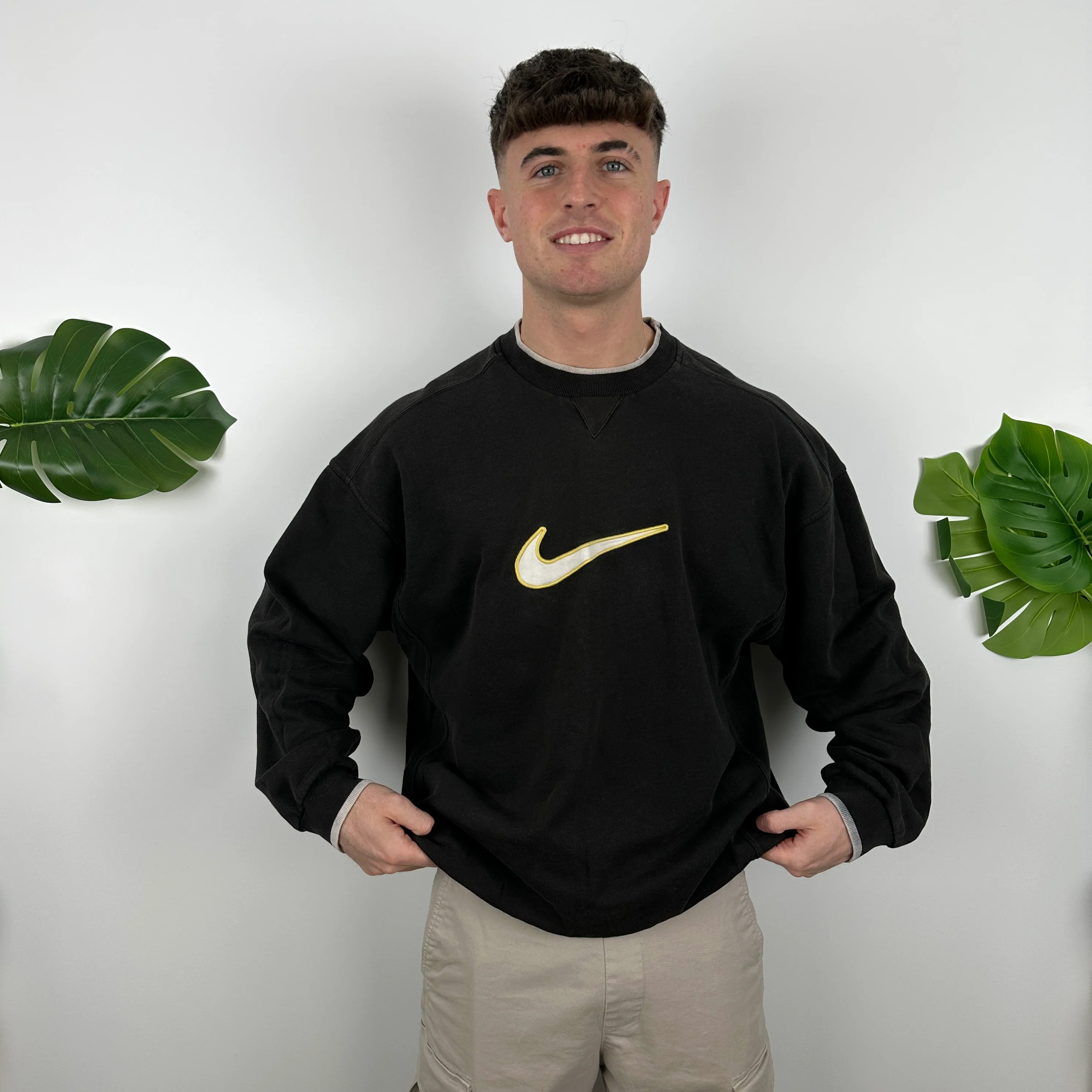 Nike Black Embroidered Swoosh Sweatshirt (XL) - Image 3