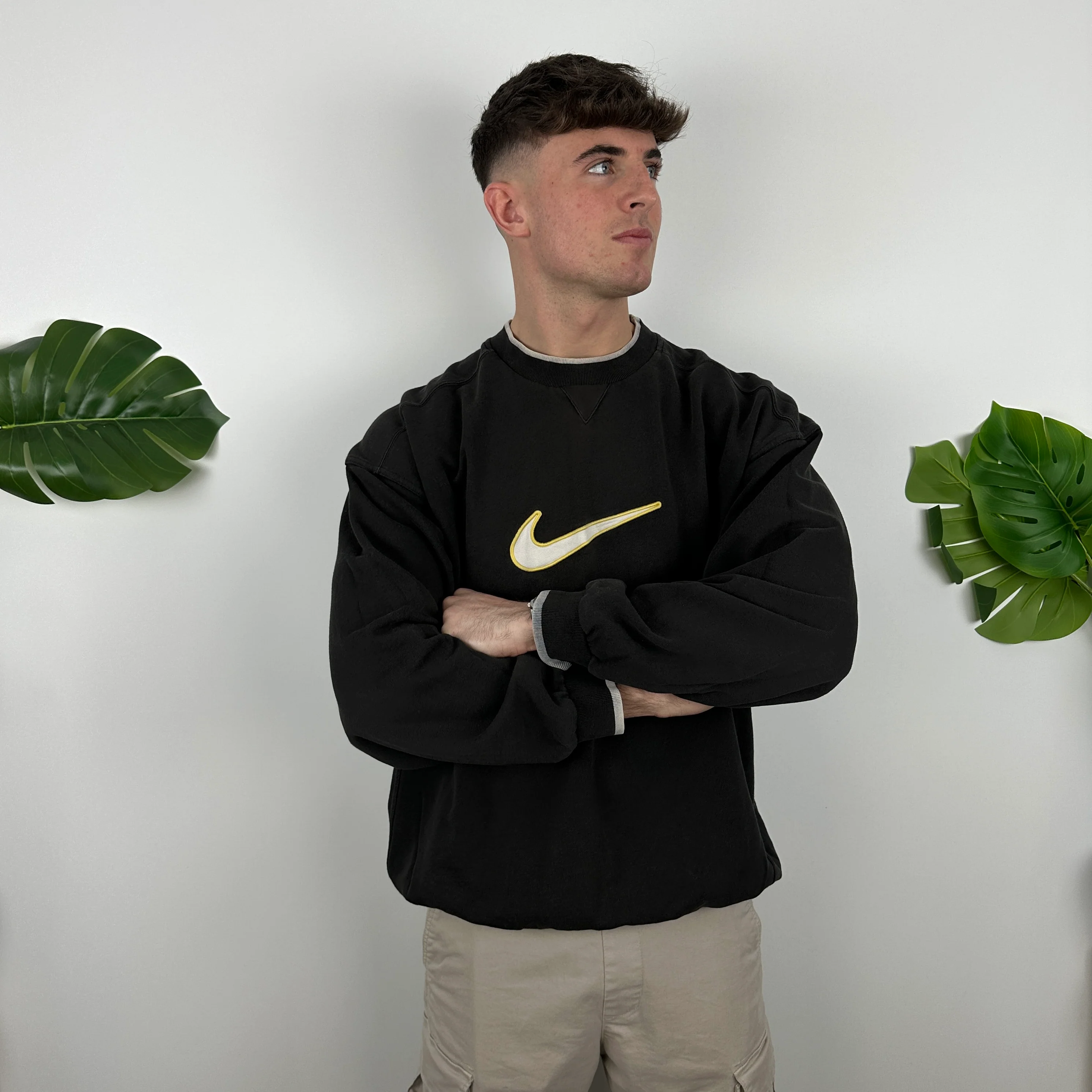 Nike Black Embroidered Swoosh Sweatshirt (XL) - Image 6