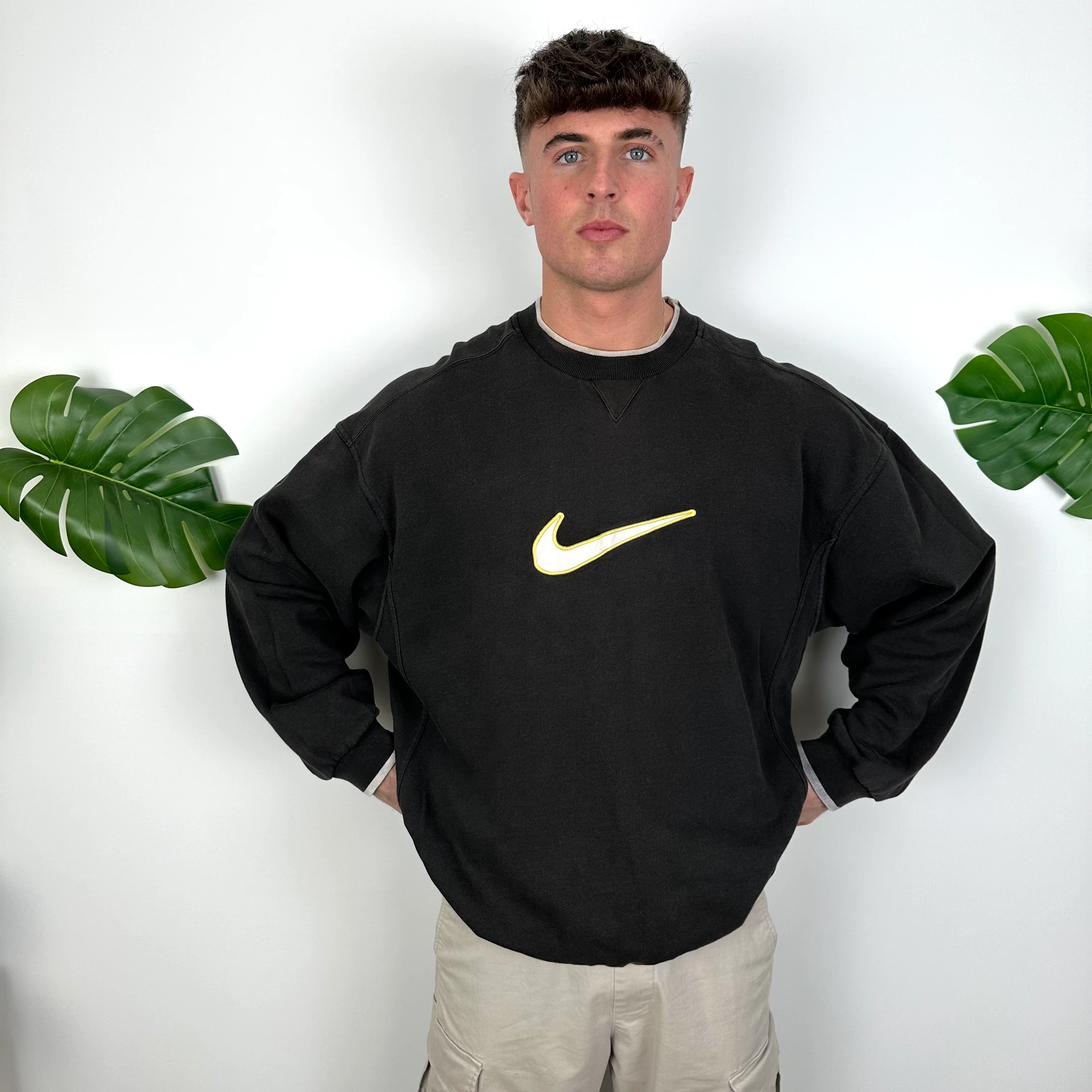 Nike Black Embroidered Swoosh Sweatshirt (XL) - Image 4