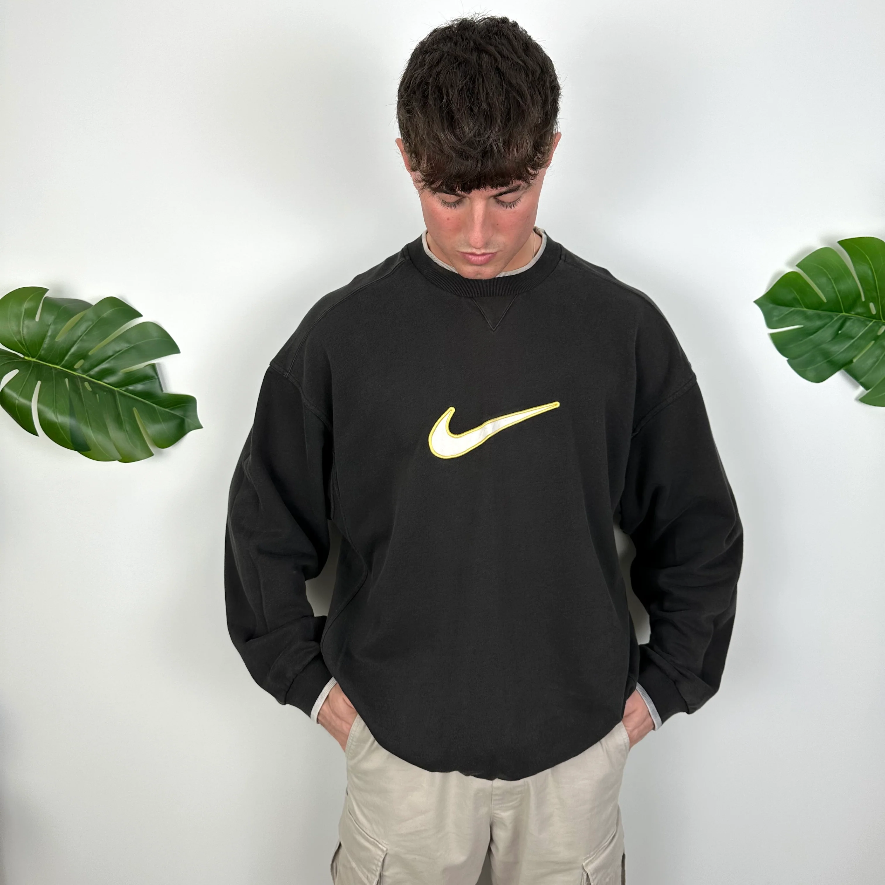 Nike Black Embroidered Swoosh Sweatshirt (XL) - Image 6