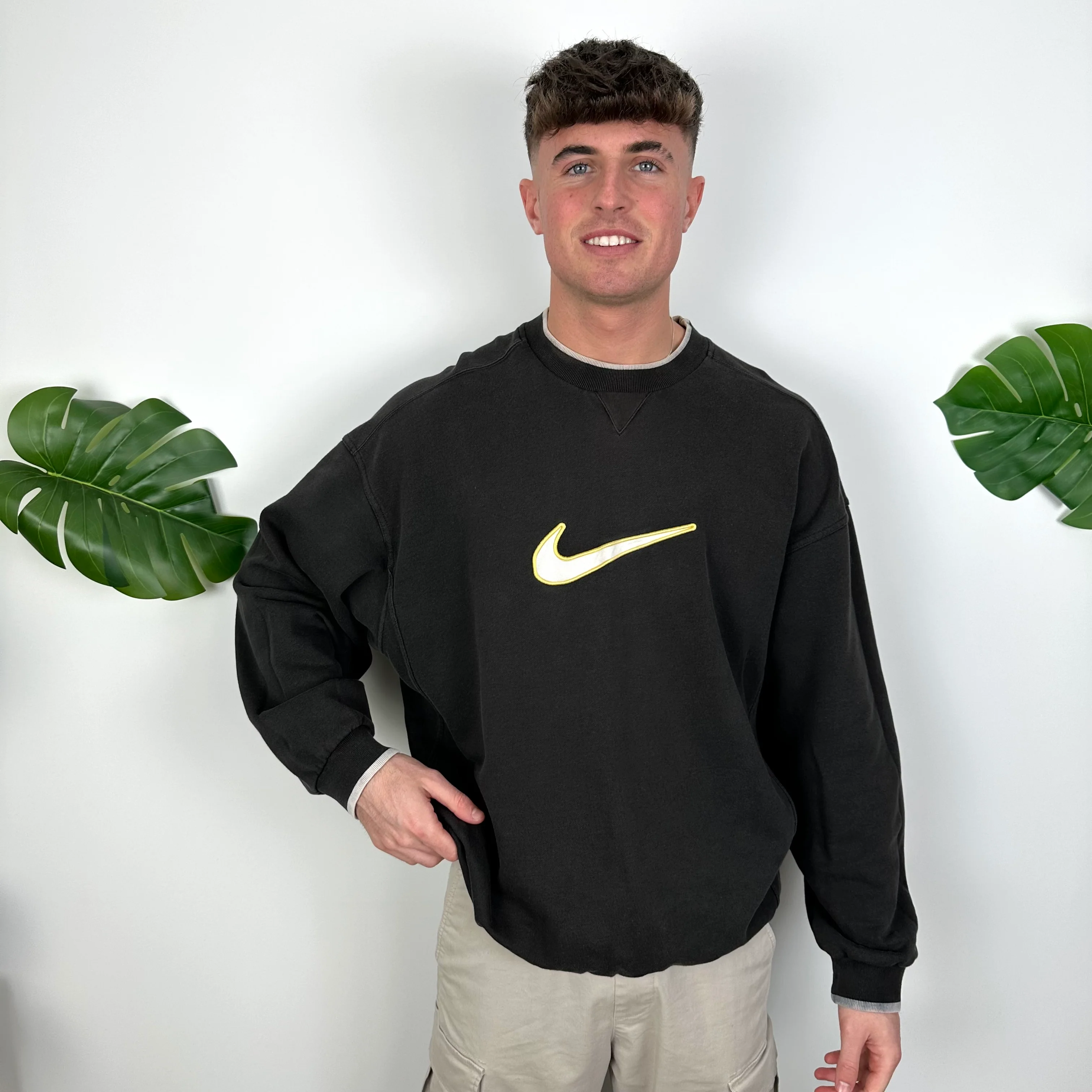 Nike Black Embroidered Swoosh Sweatshirt (XL) - Image 7
