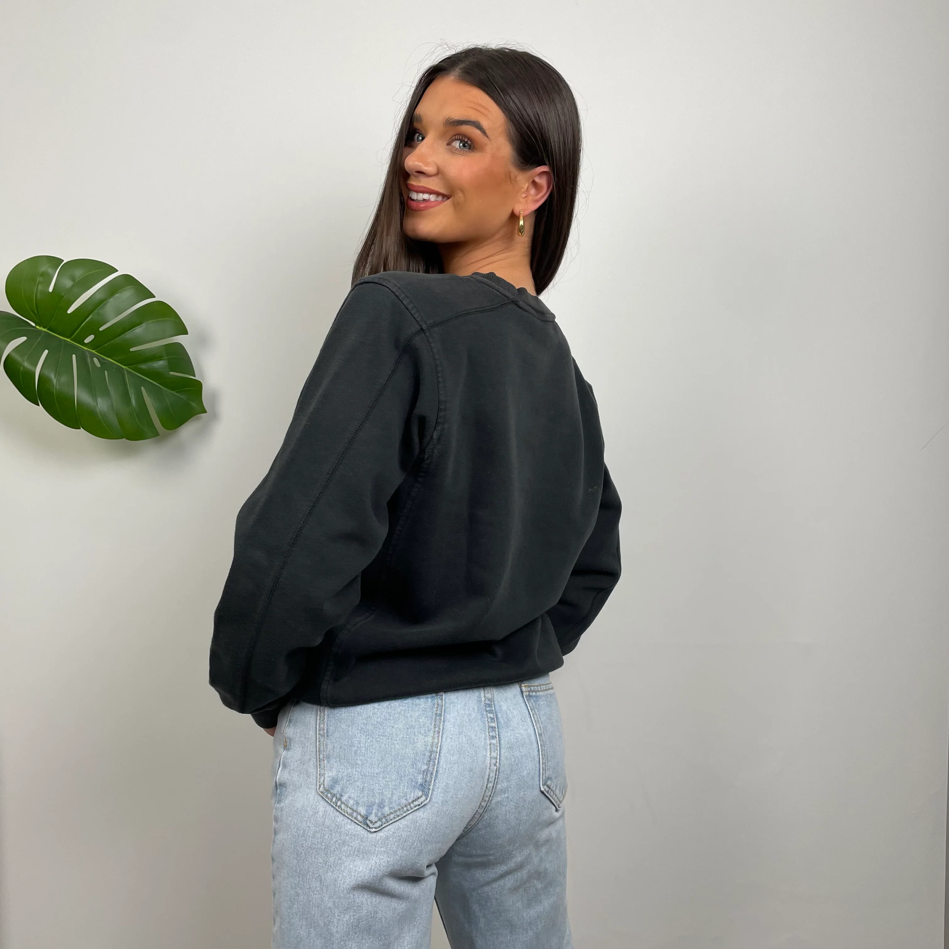 Nike Black Embroidered Swoosh Sweatshirt (S) - Image 5