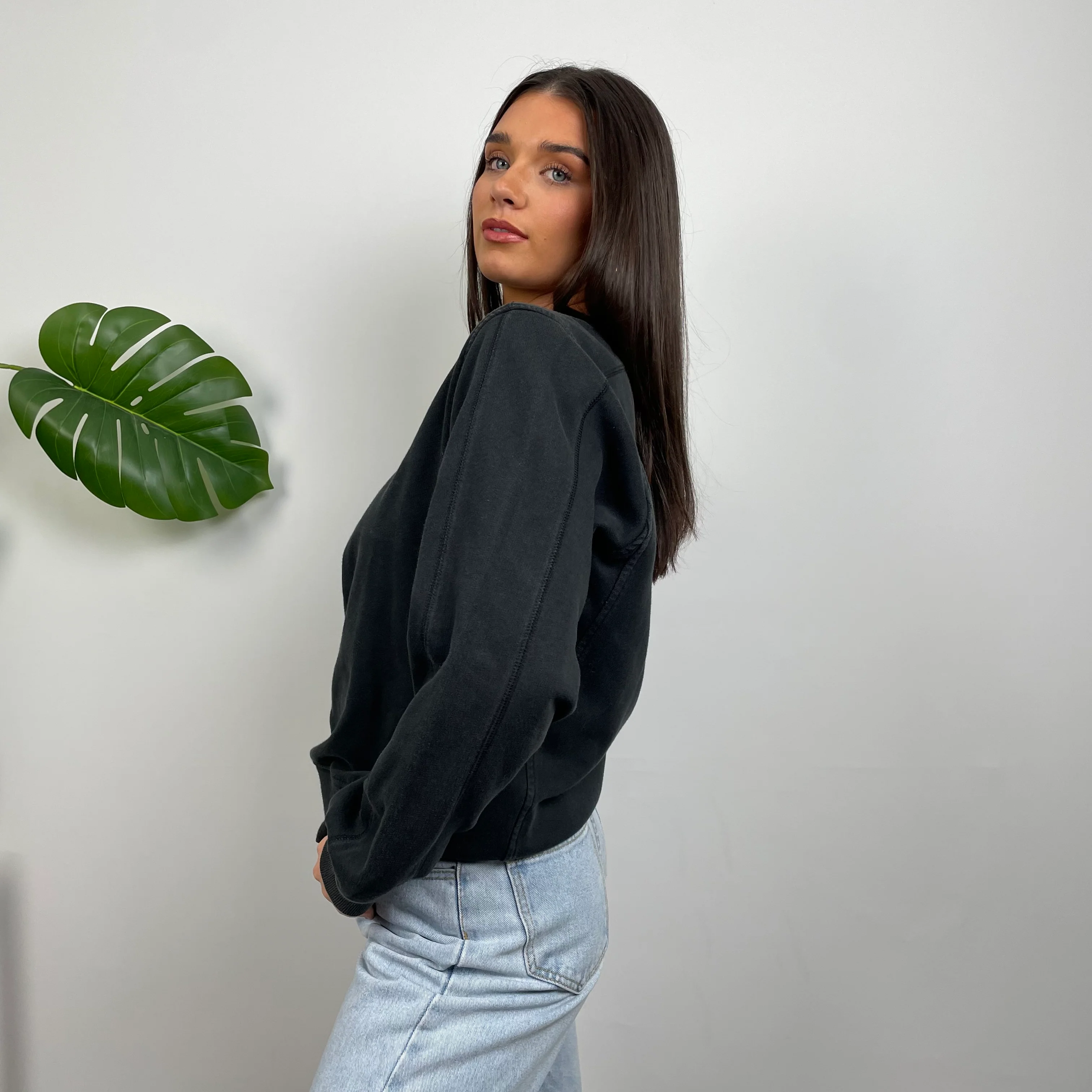 Nike Black Embroidered Swoosh Sweatshirt (S) - Image 6