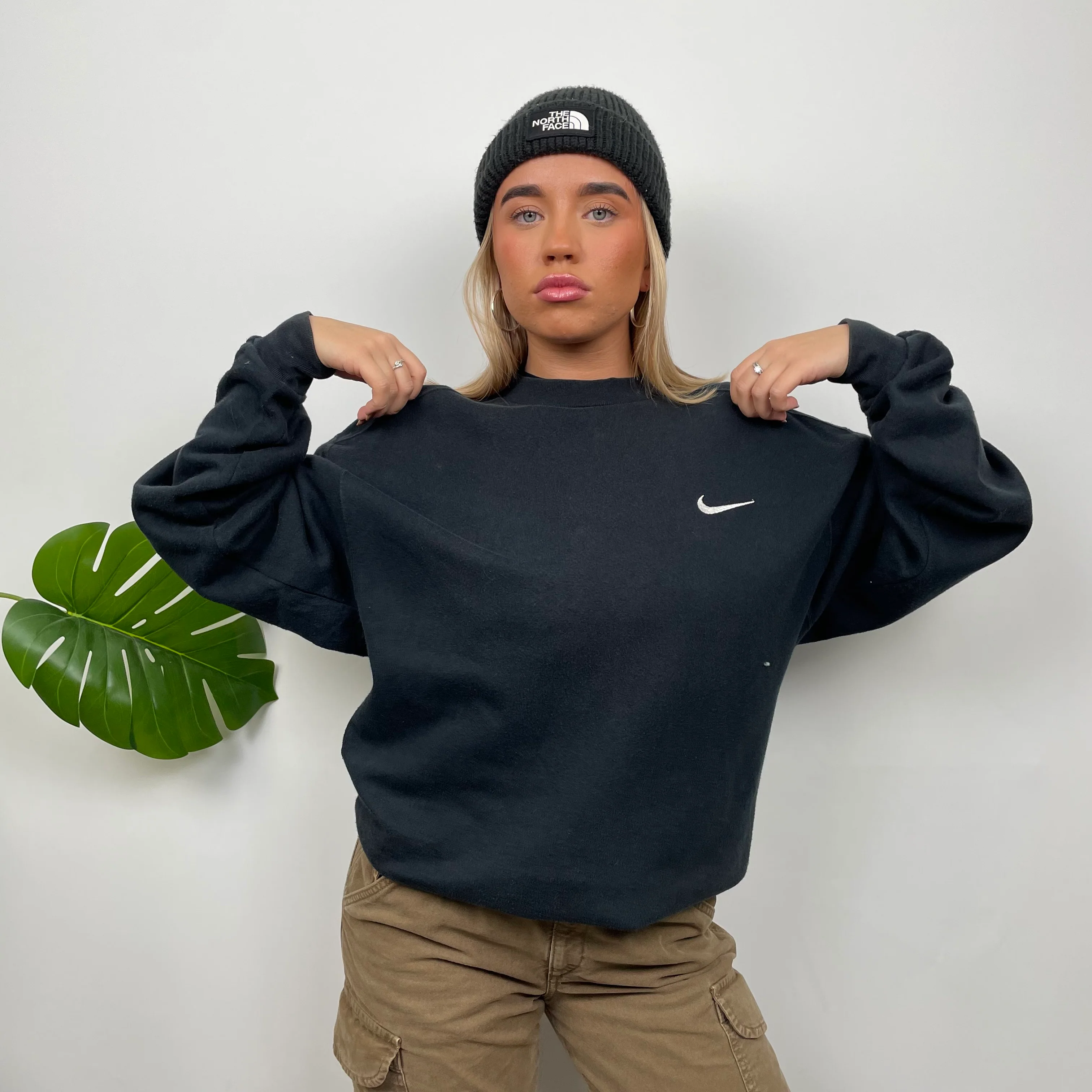 Nike Black Embroidered Swoosh Sweatshirt (M) - Image 3