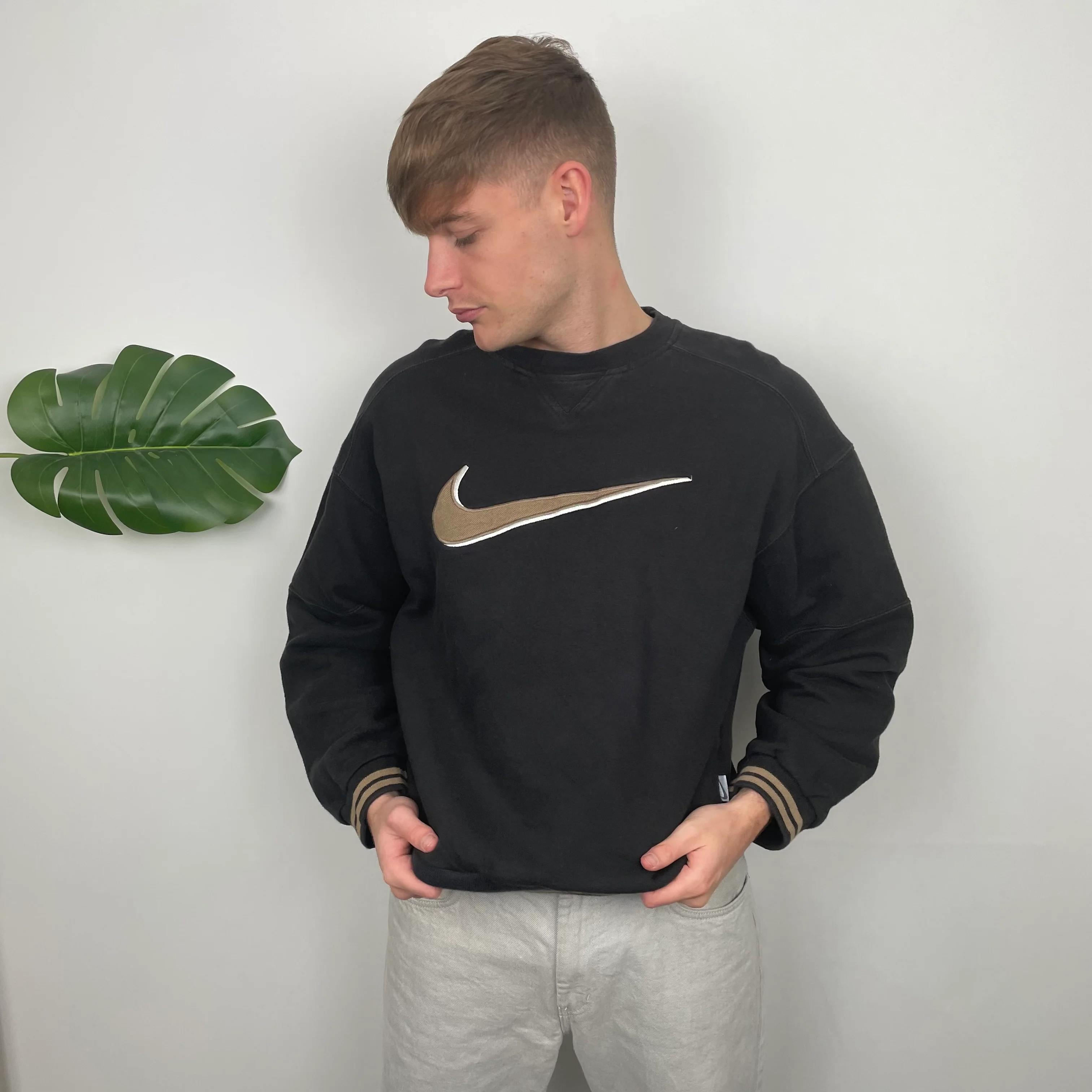 Nike Black Embroidered Swoosh Sweatshirt (M) - Image 3