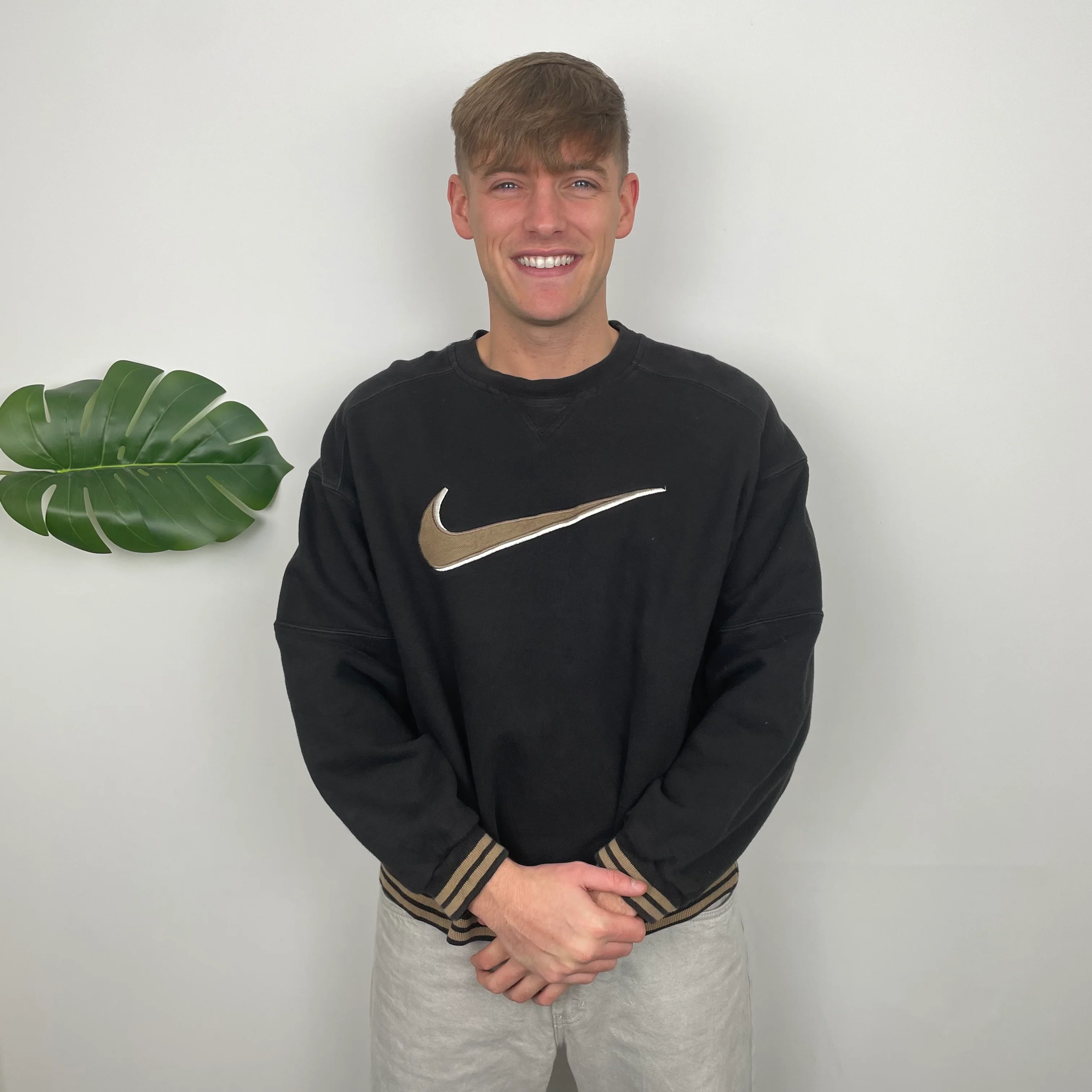 Nike Black Embroidered Swoosh Sweatshirt (M) - Image 4