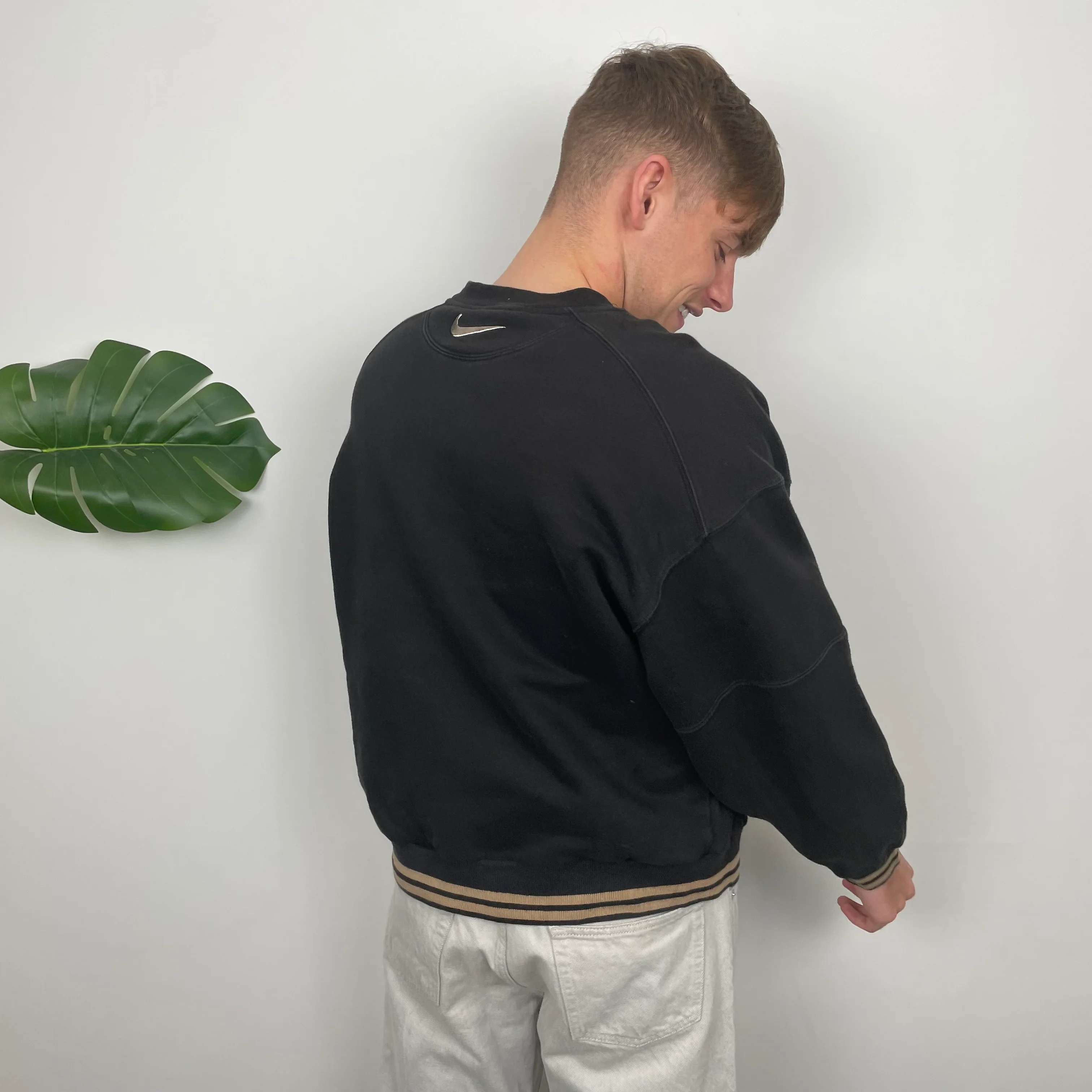 Nike Black Embroidered Swoosh Sweatshirt (M) - Image 5