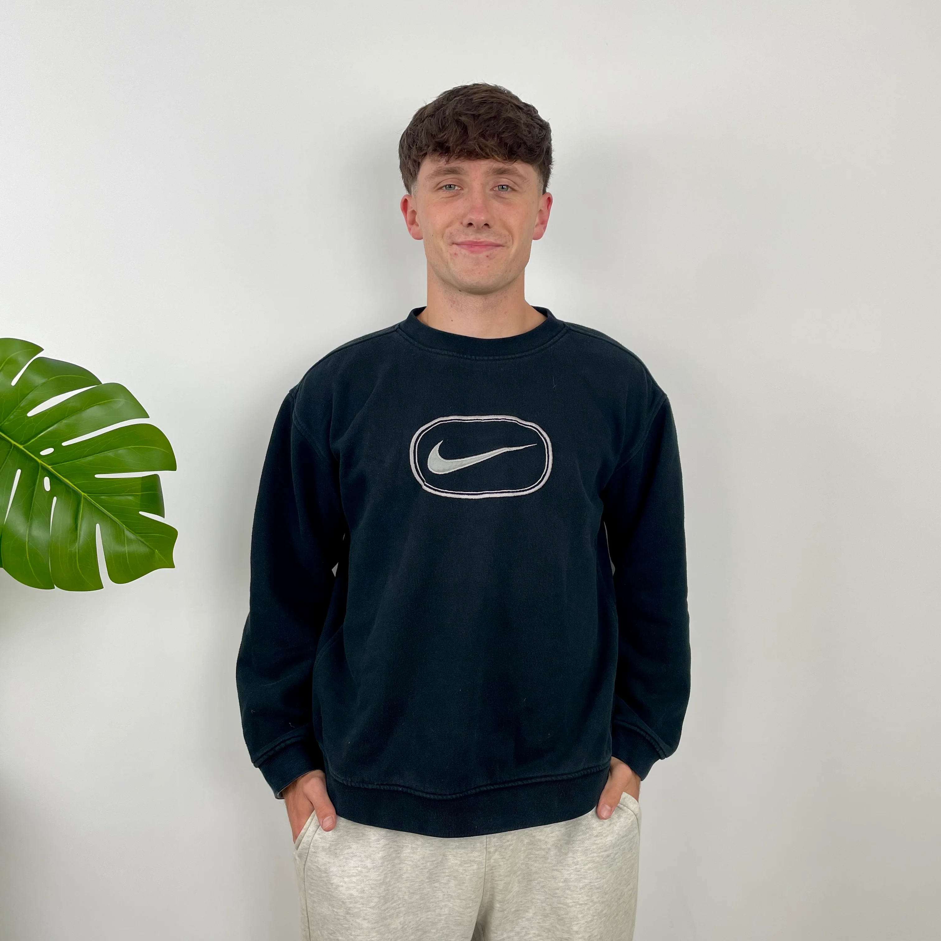 Nike Black Embroidered Swoosh Sweatshirt (M)