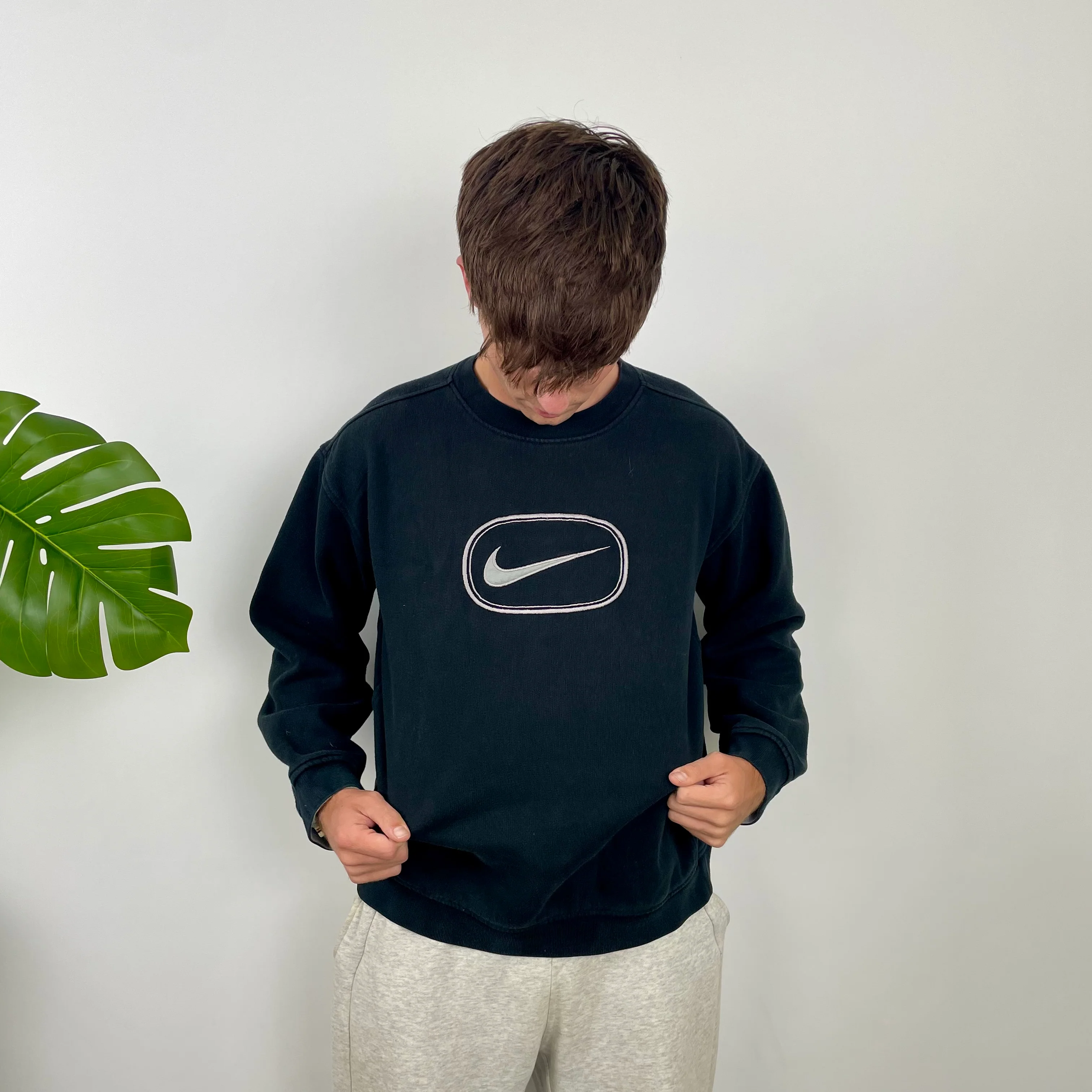 Nike Black Embroidered Swoosh Sweatshirt (M) - Image 3