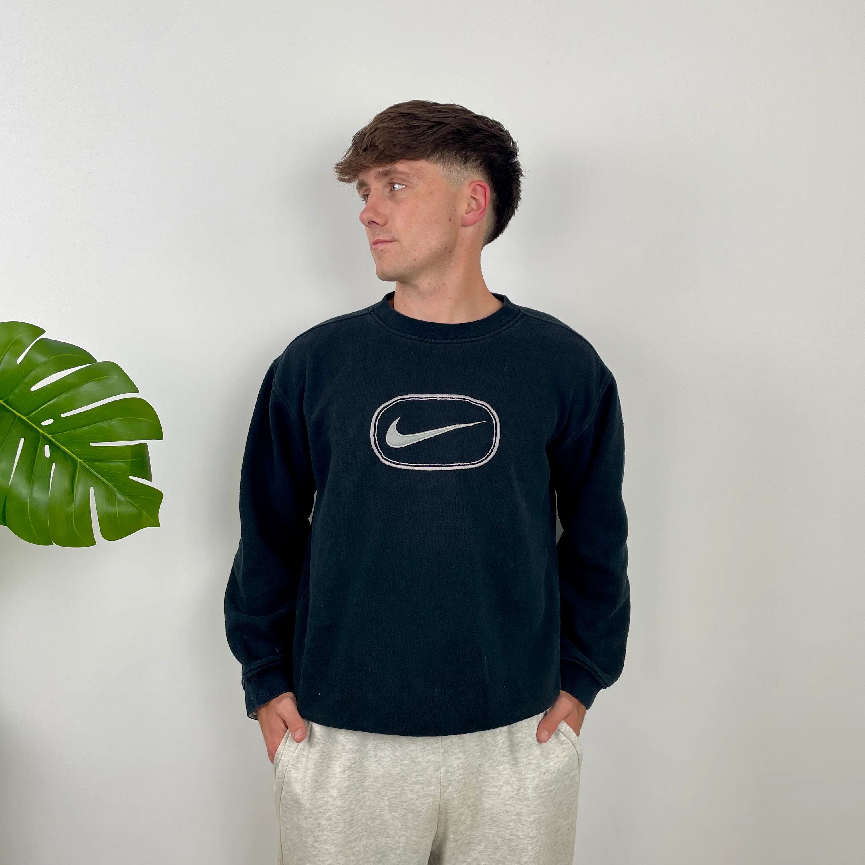 Nike Black Embroidered Swoosh Sweatshirt (M) - Image 5