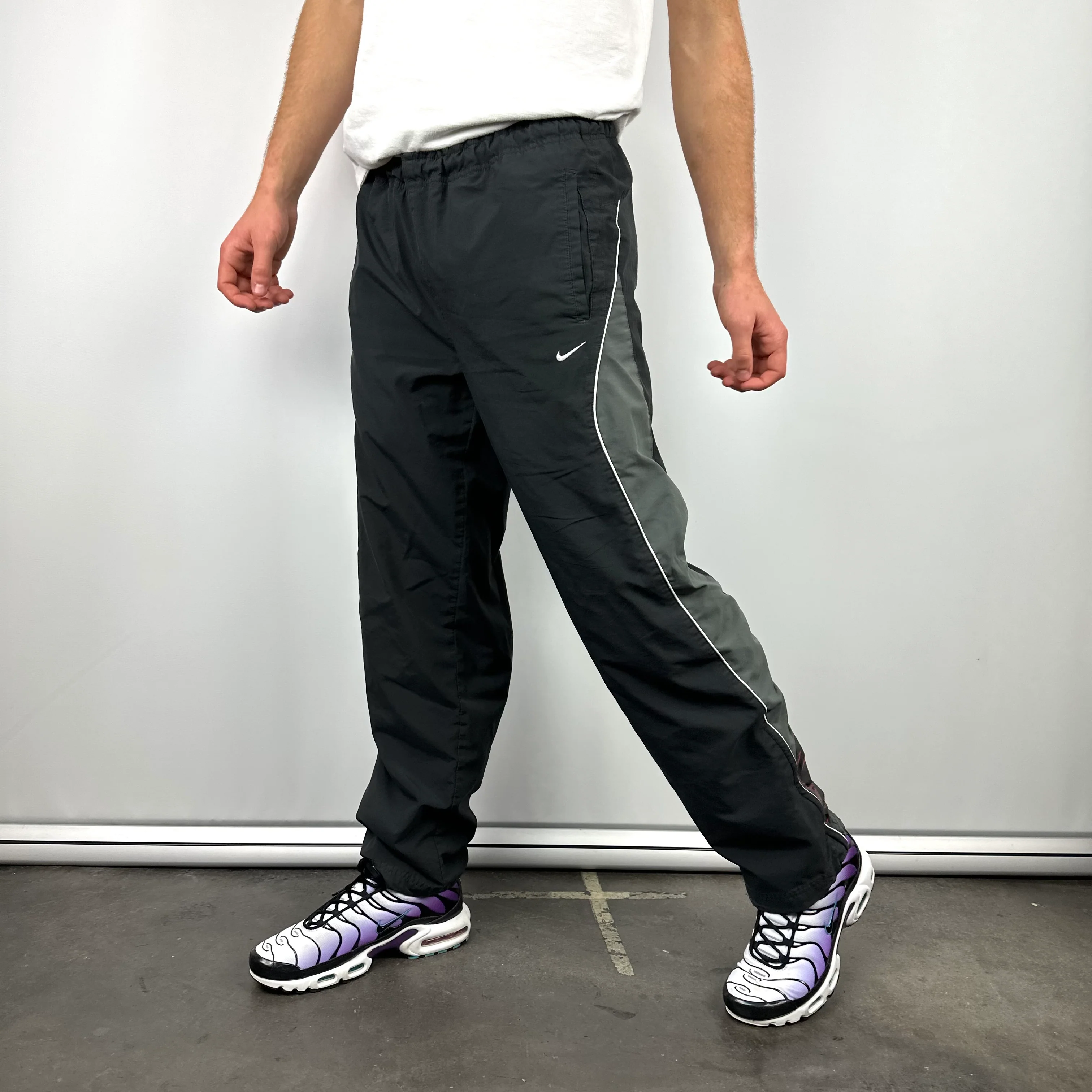 Nike Black Embroidered Swoosh Track Pants (M)