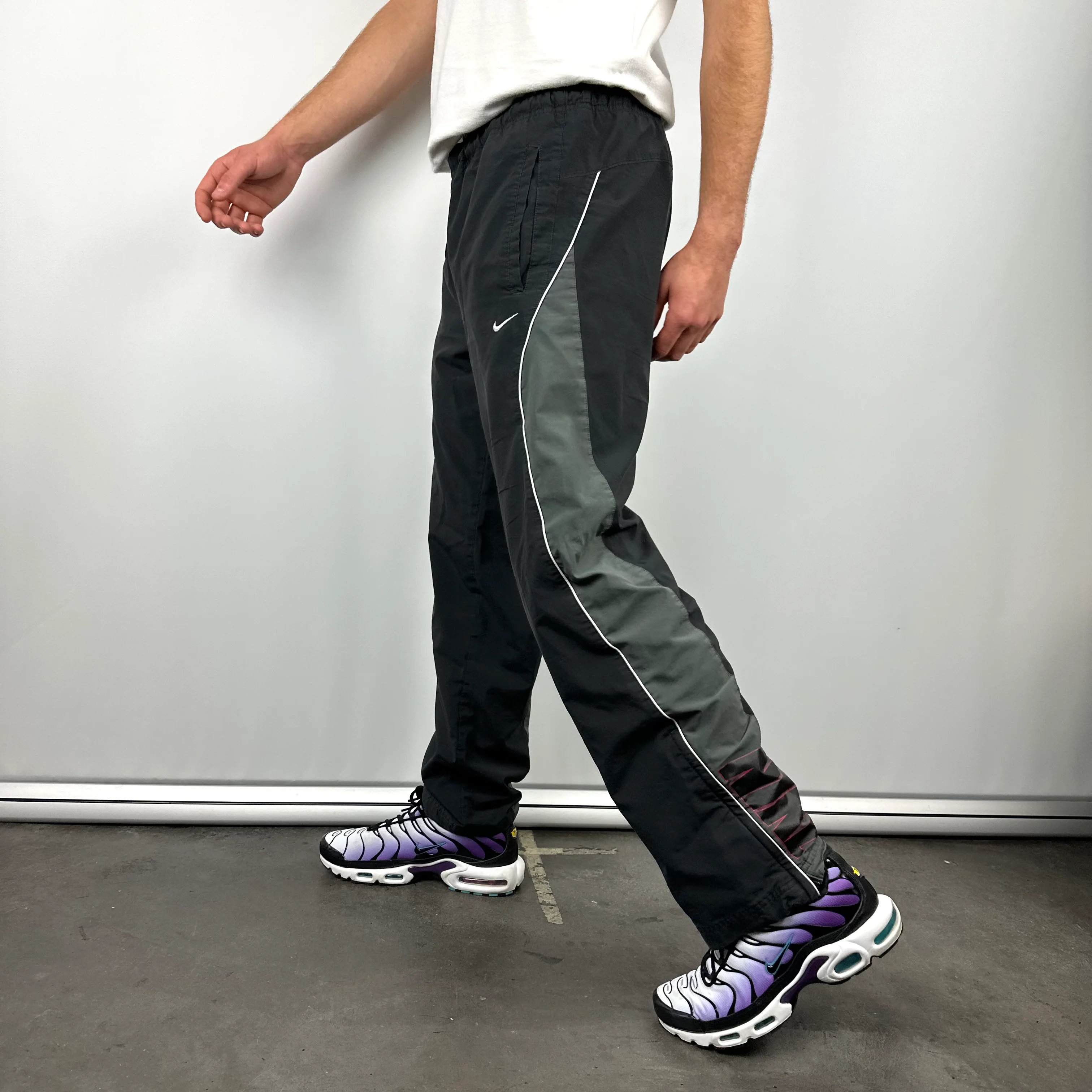 Nike Black Embroidered Swoosh Track Pants (M) - Image 5