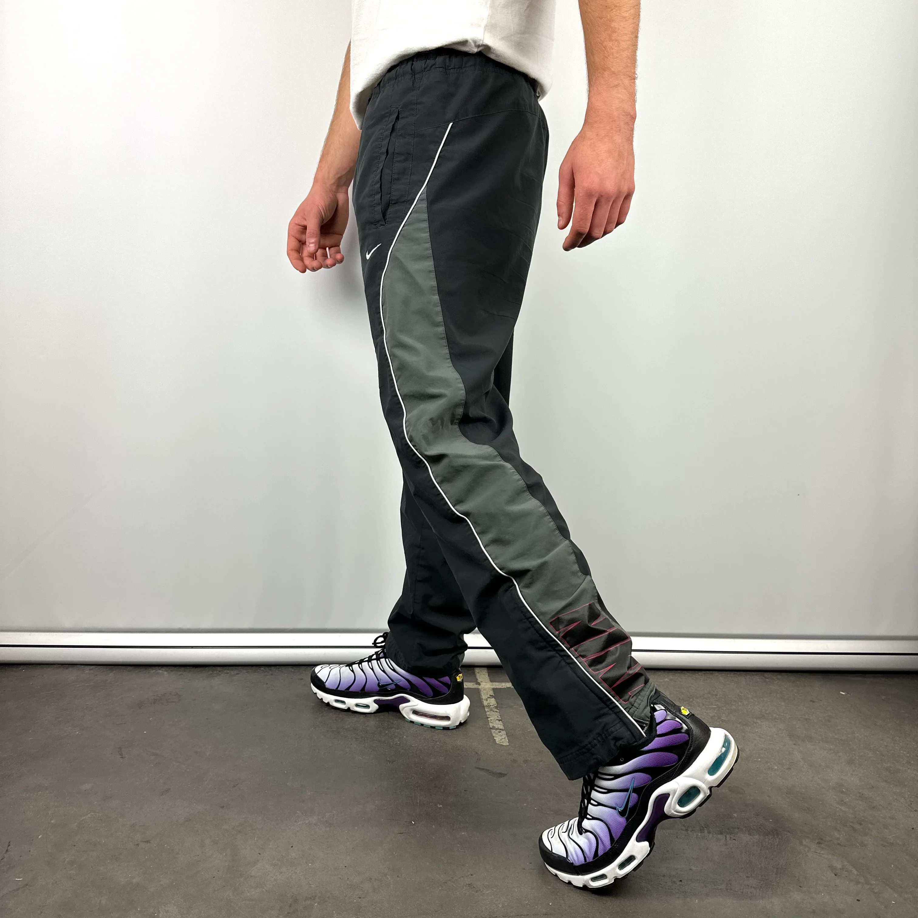 Nike Black Embroidered Swoosh Track Pants (M) - Image 7
