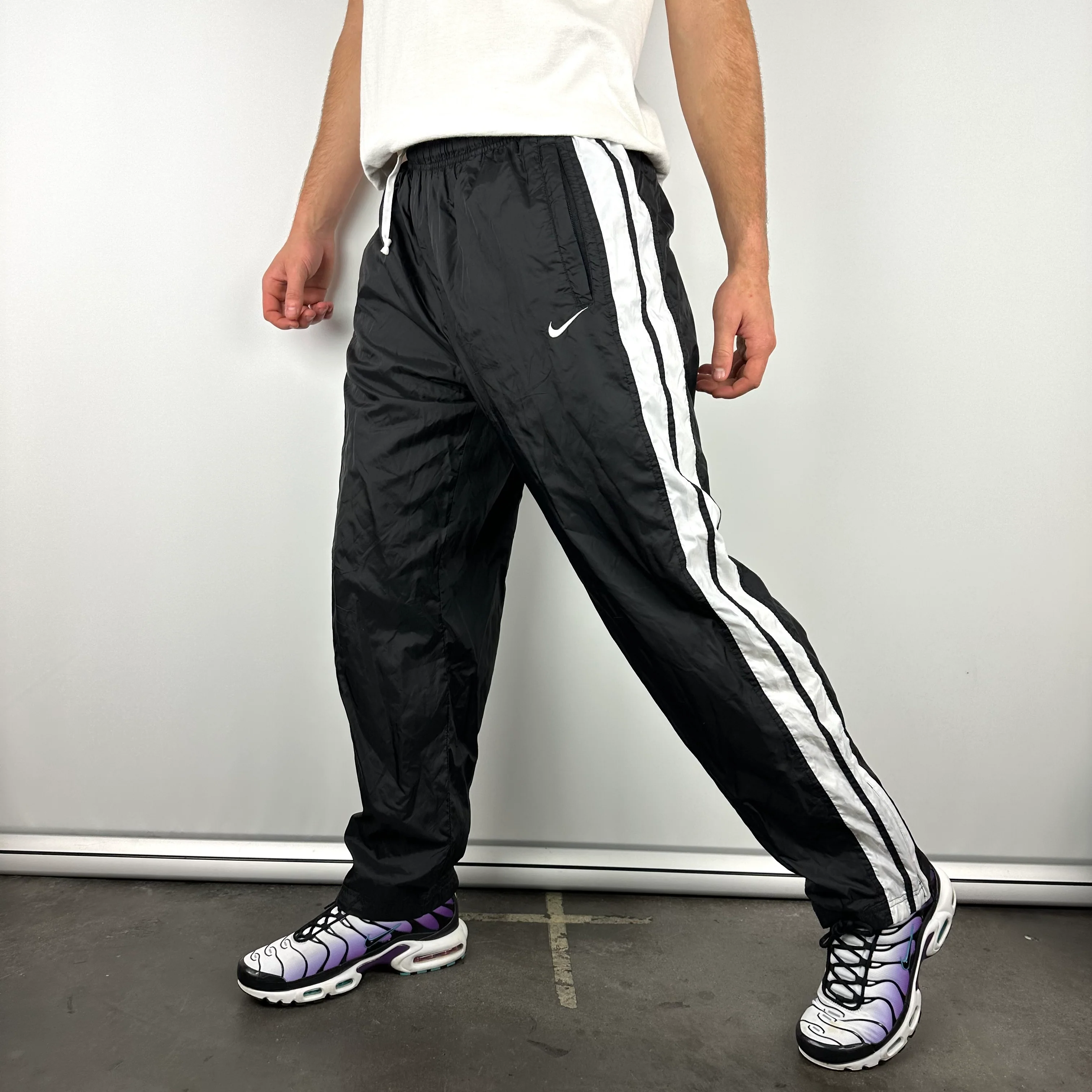 Nike Black Embroidered Swoosh Track Pants (L) - Image 5
