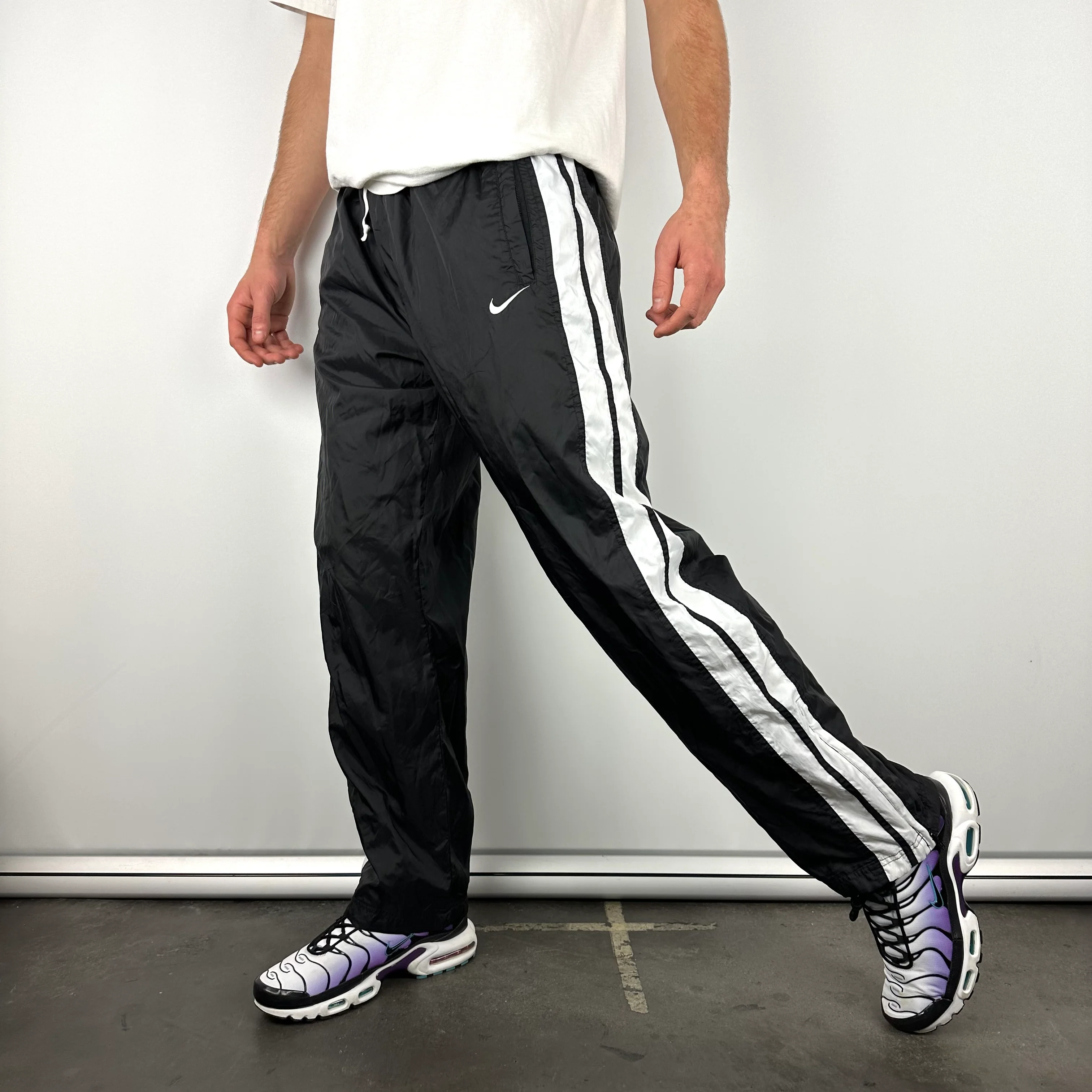 Nike Black Embroidered Swoosh Track Pants (L) - Image 6
