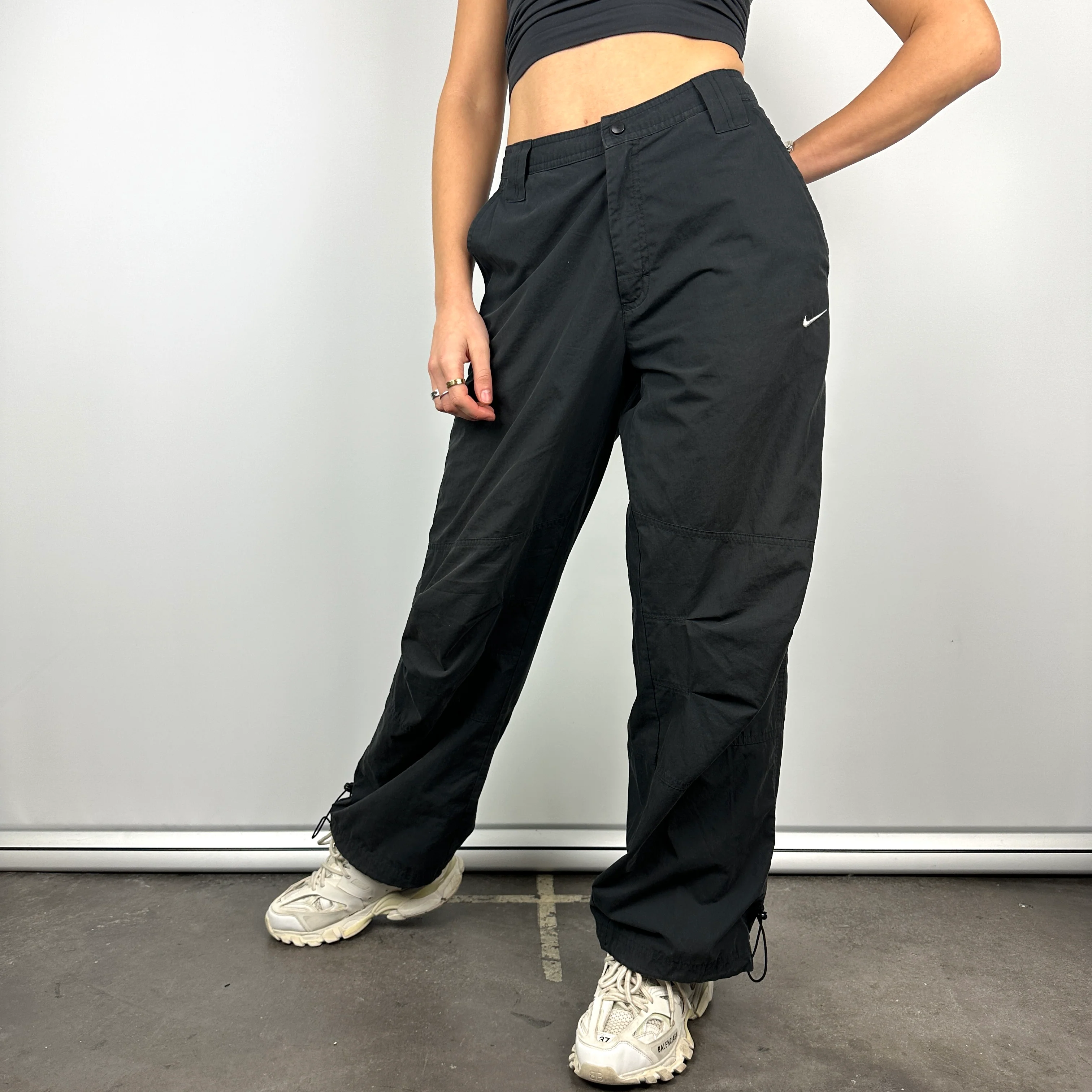 Nike Black Embroidered Swoosh Track Pants (M) - Image 4