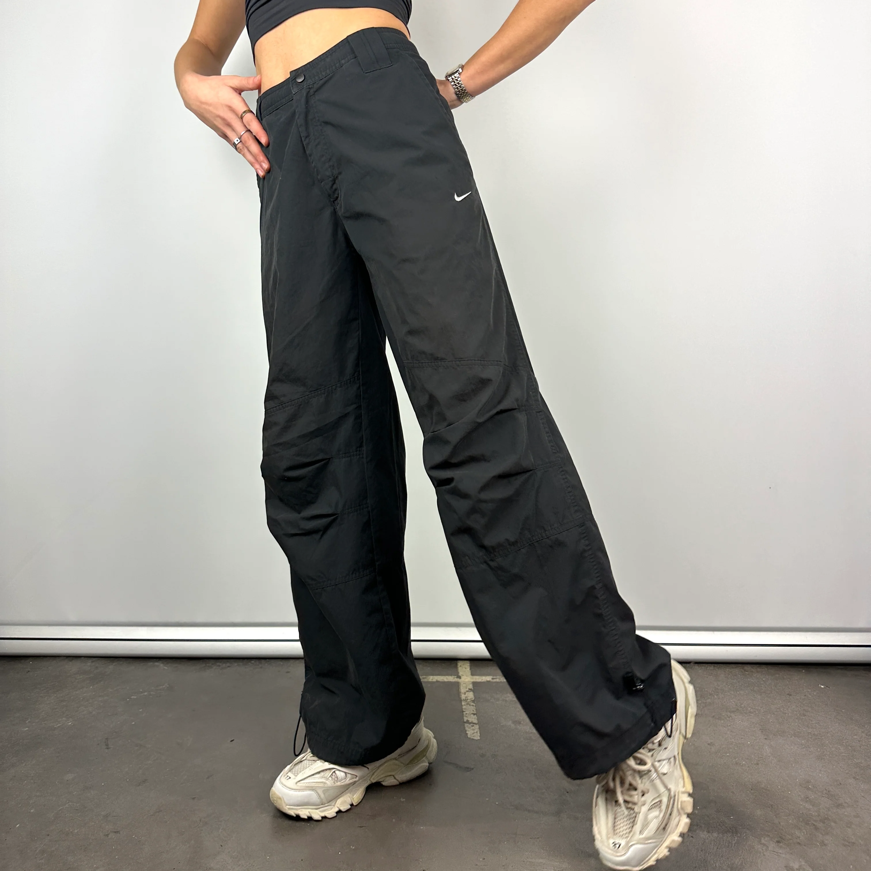 Nike Black Embroidered Swoosh Track Pants (M) - Image 5