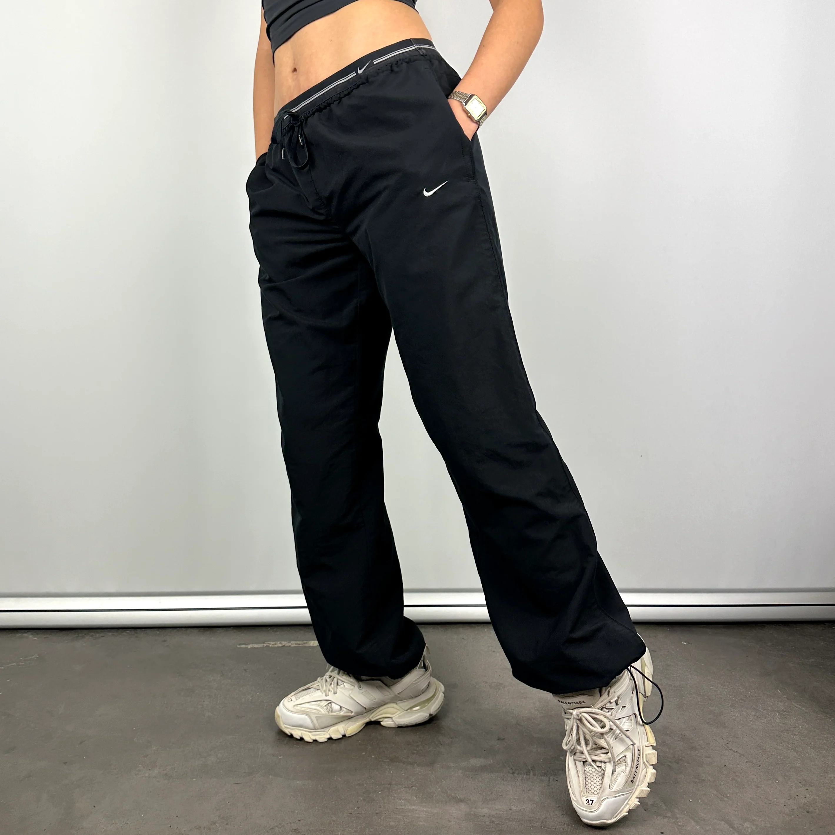 Nike Black Embroidered Swoosh Track Pants (L) - Image 5