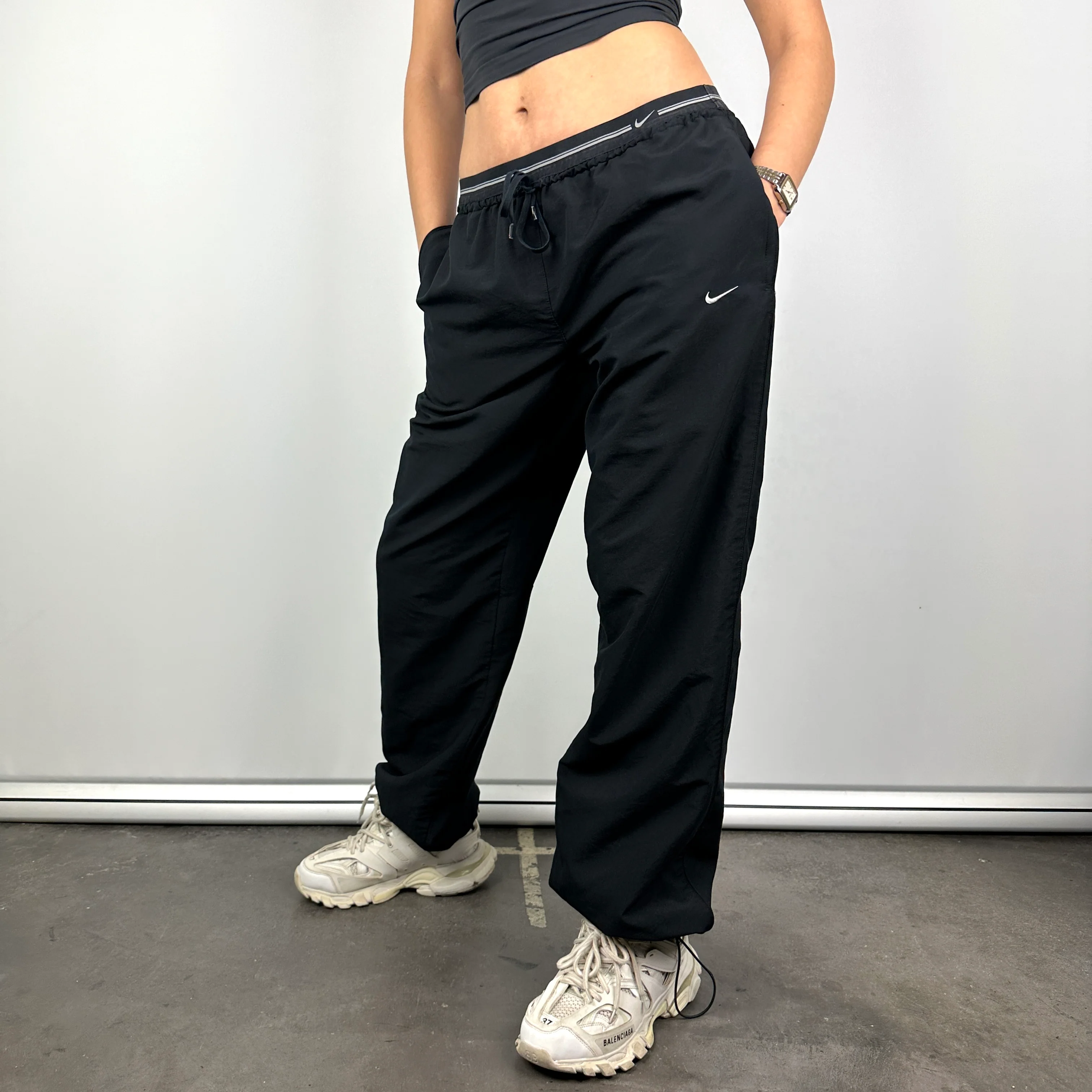Nike Black Embroidered Swoosh Track Pants (L) - Image 6