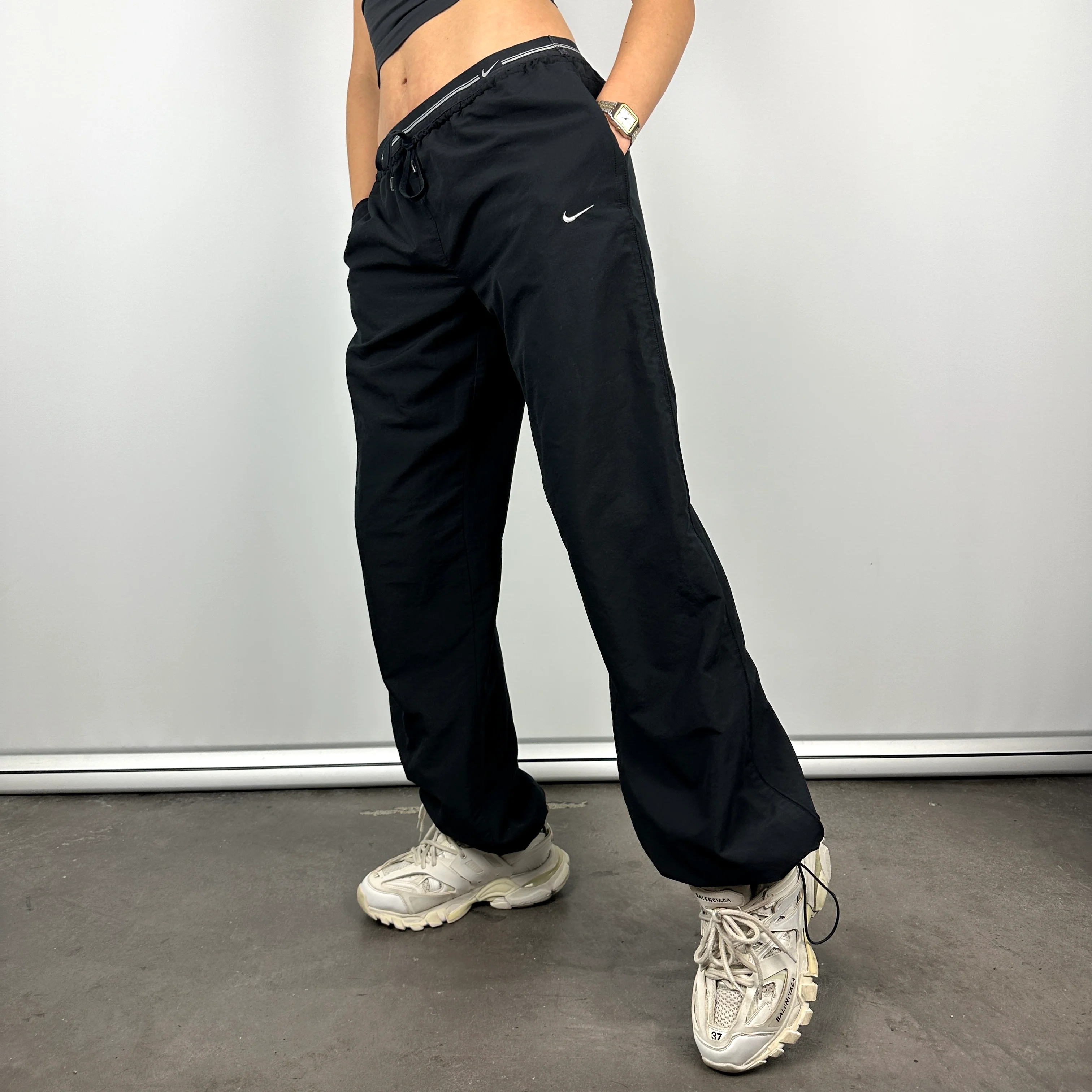 Nike Black Embroidered Swoosh Track Pants (L) - Image 7