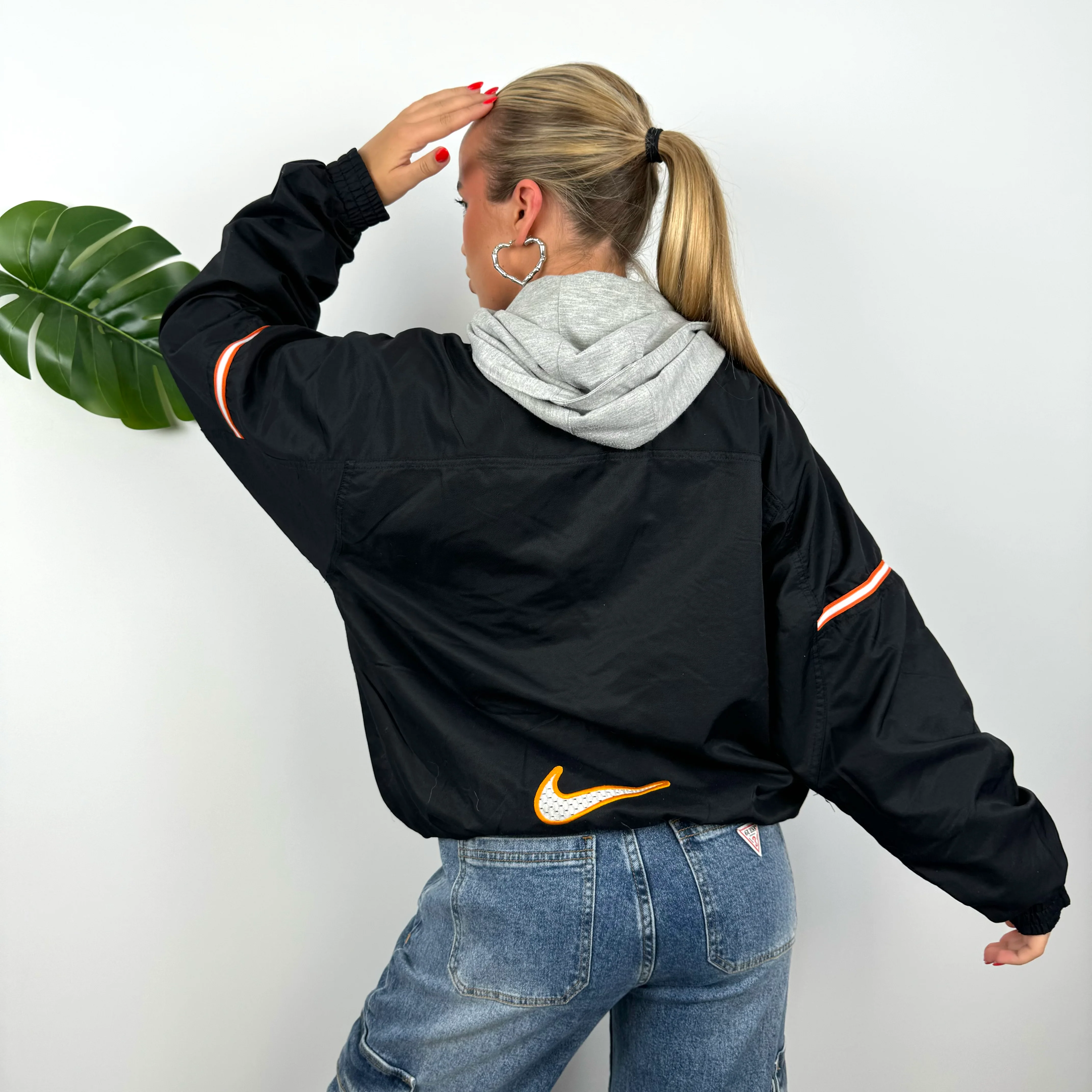 Nike Black Embroidered Swoosh Zip Up Hoodie Jacket (M) - Image 5