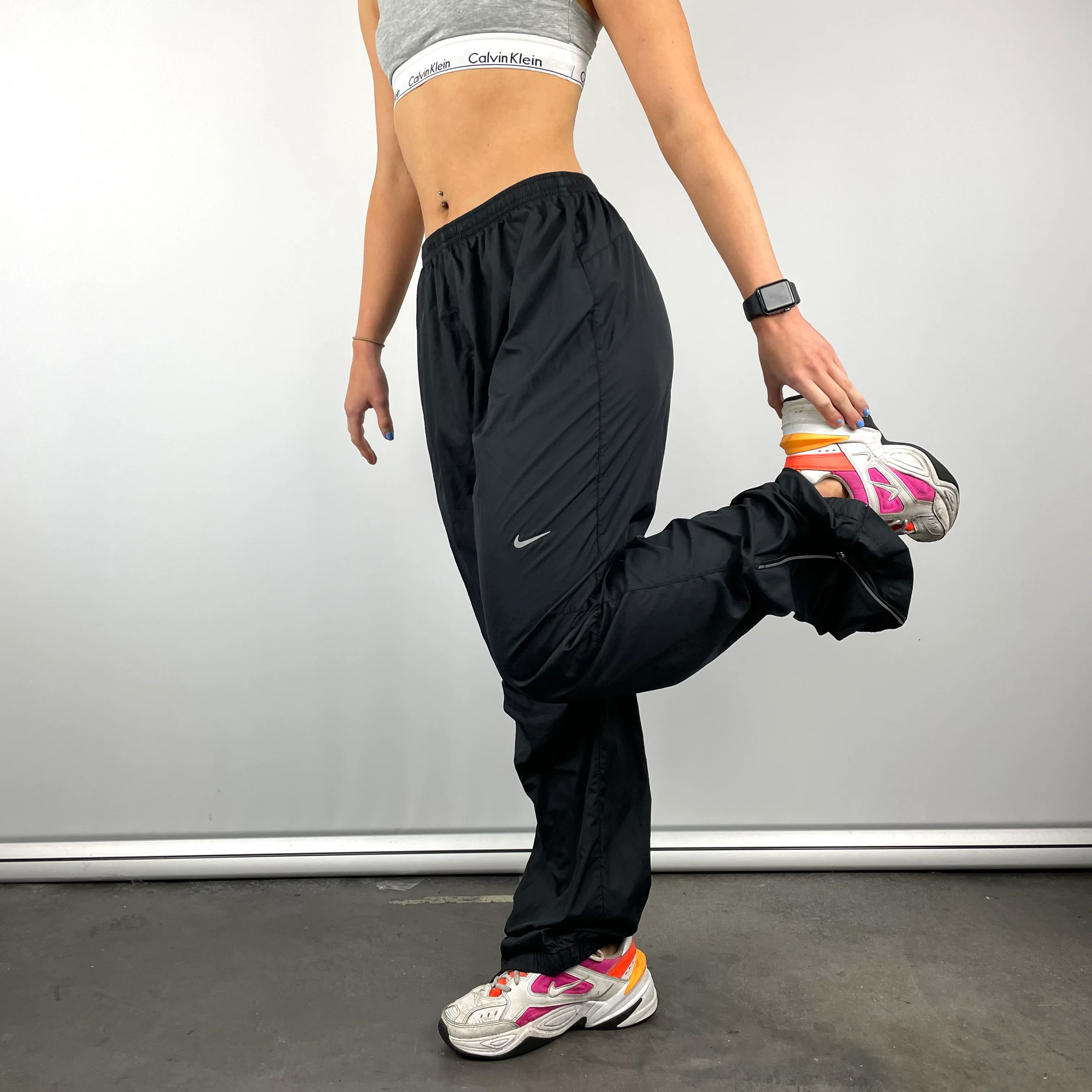 Nike Black Swoosh Track Pants (M) - Image 2