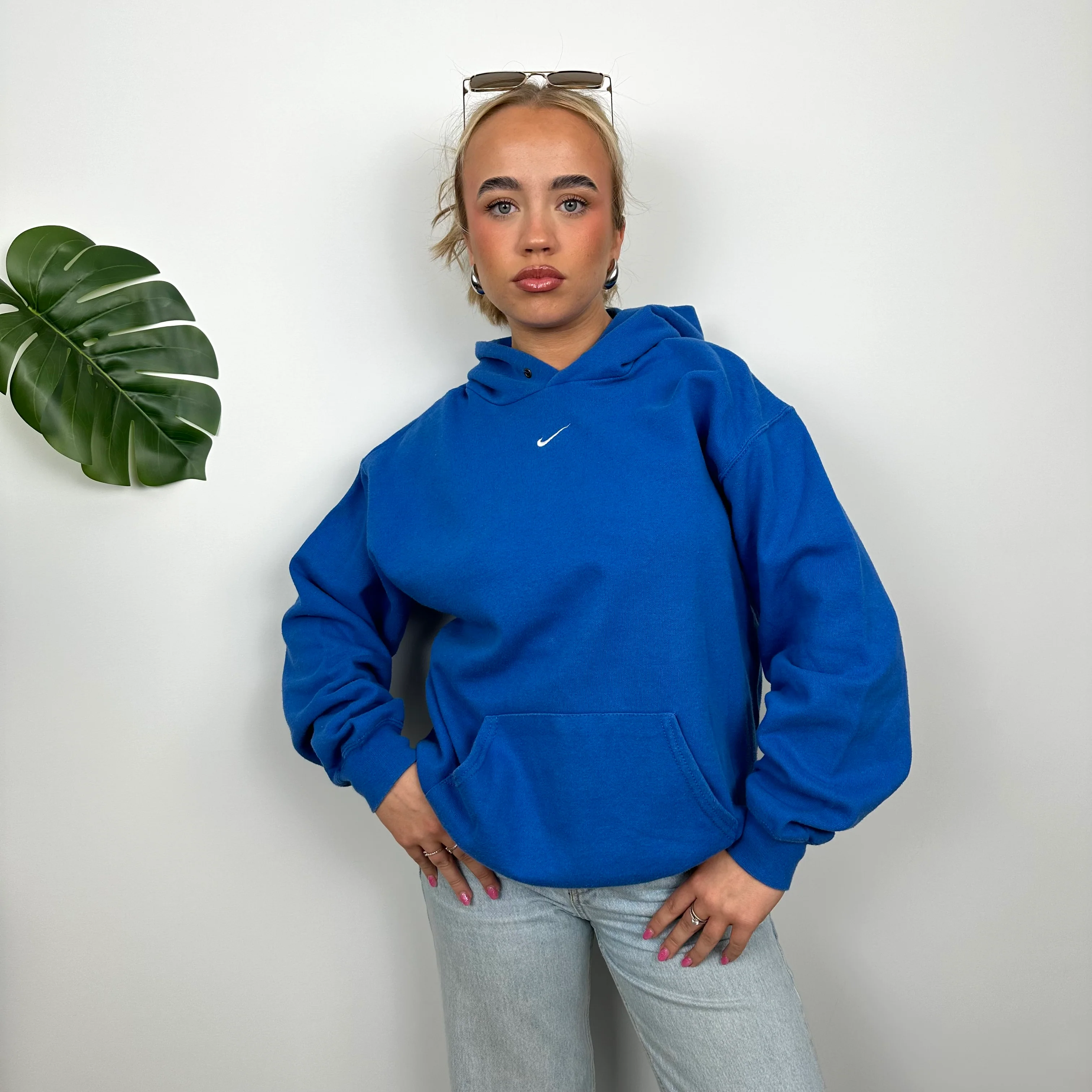 Nike Blue Embroidered Centre Swoosh Hoodie (M) - Image 3