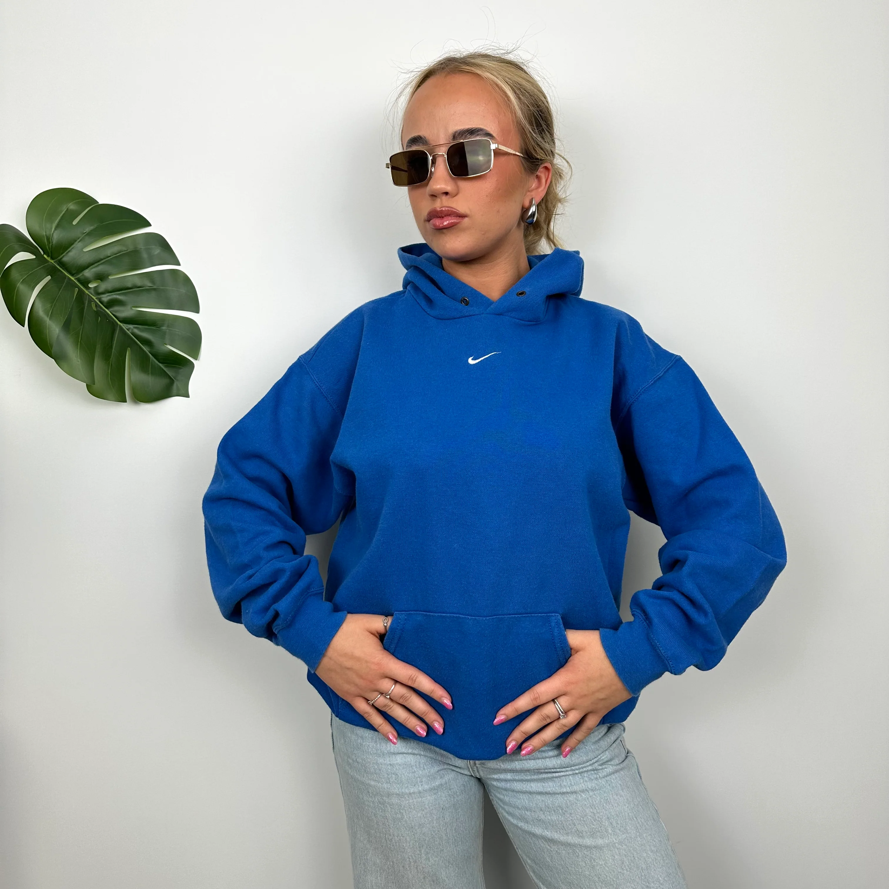 Nike Blue Embroidered Centre Swoosh Hoodie (M) - Image 4