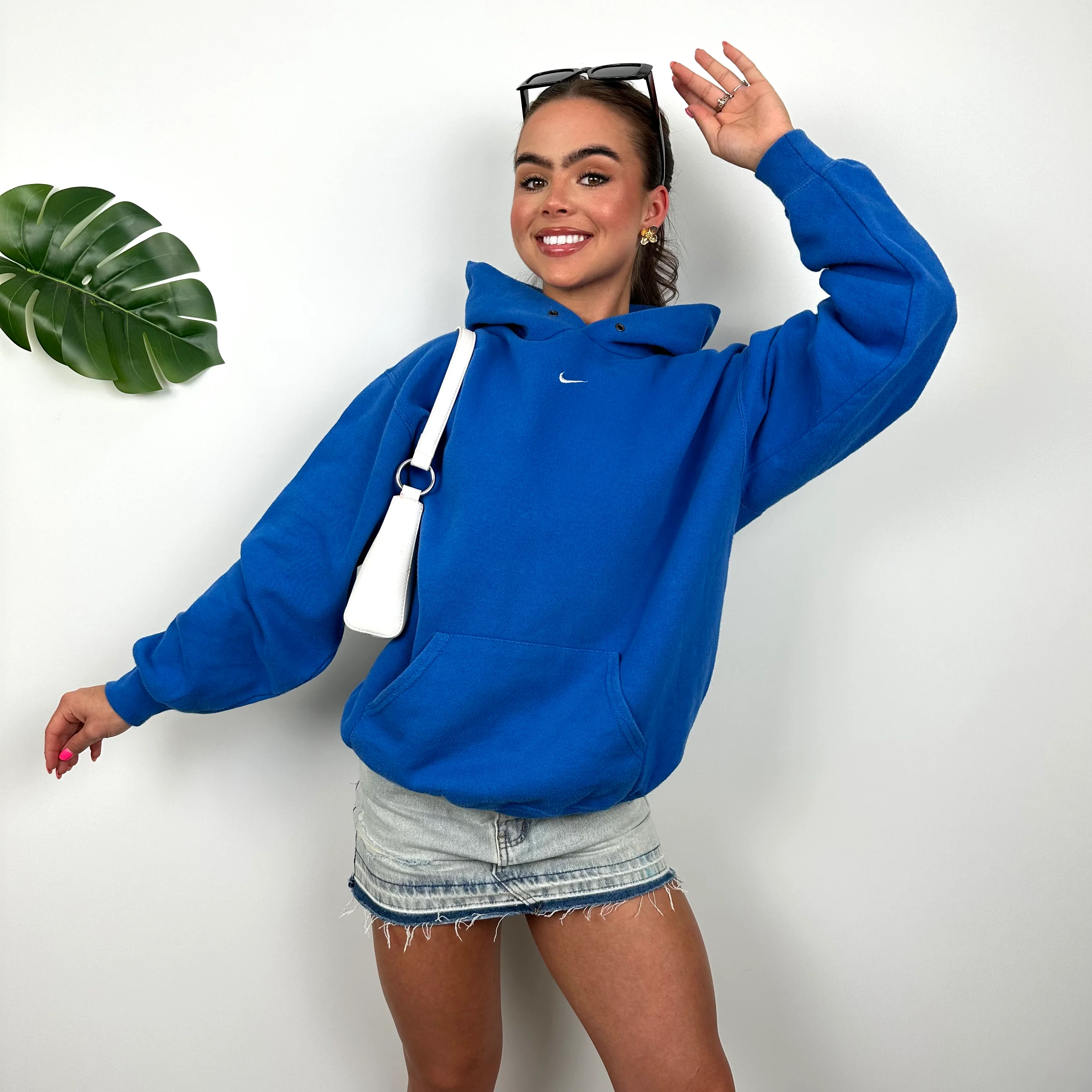Nike Blue Embroidered Centre Swoosh Hoodie (M) - Image 3