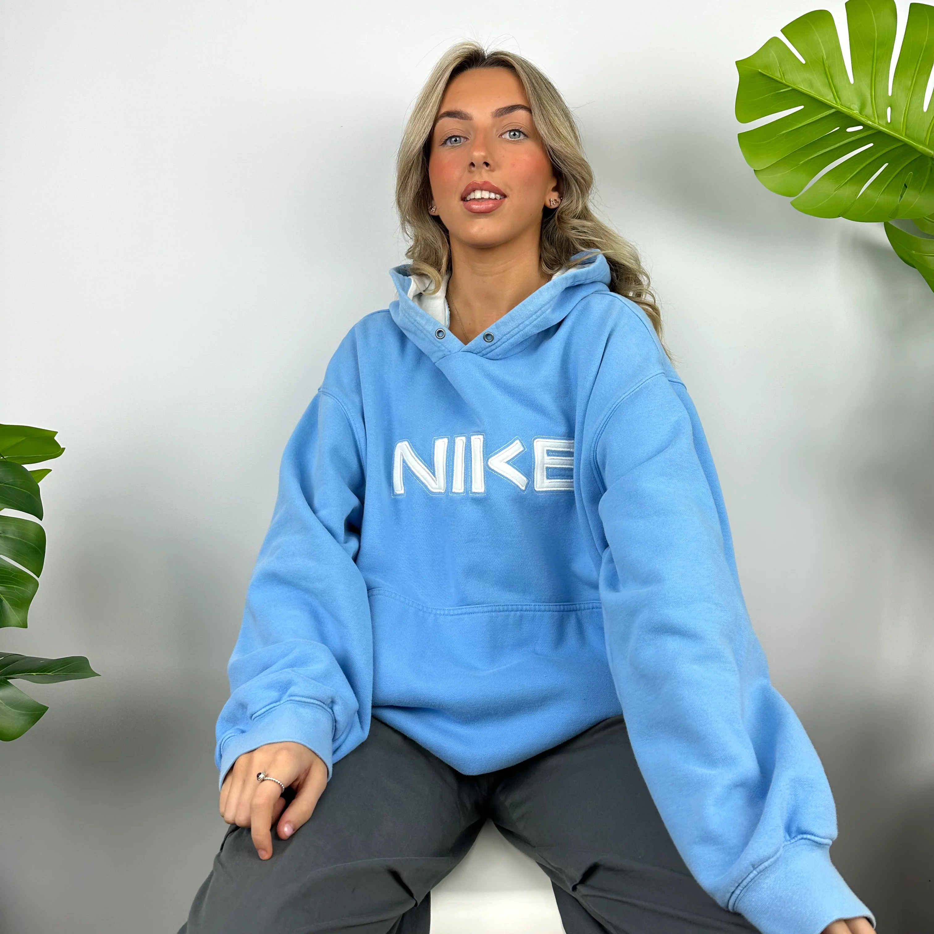 Nike Blue Embroidered Spell Out Hoodie (XL) - Image 7