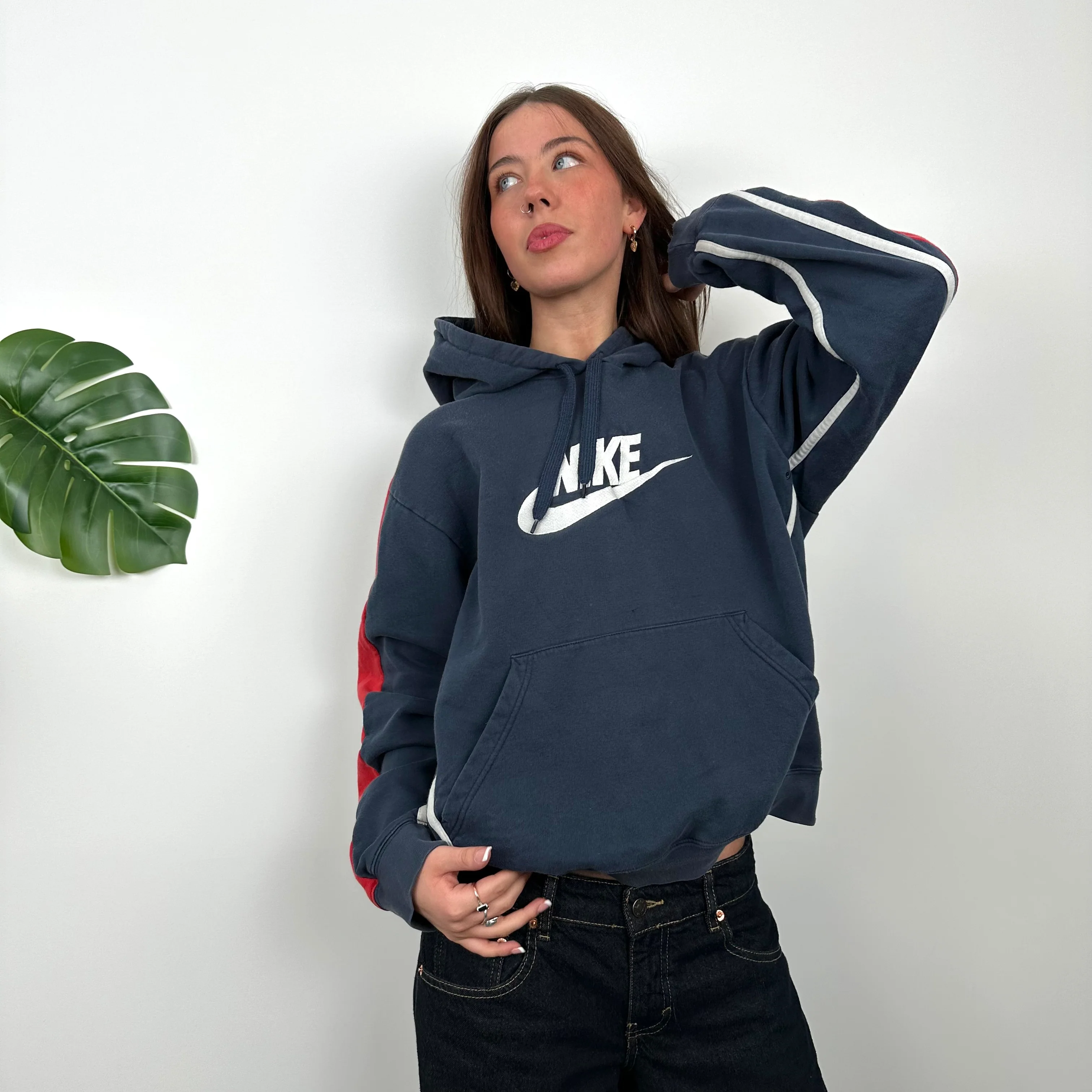 Nike Blue Embroidered Spell Out Hoodie (M) - Image 2
