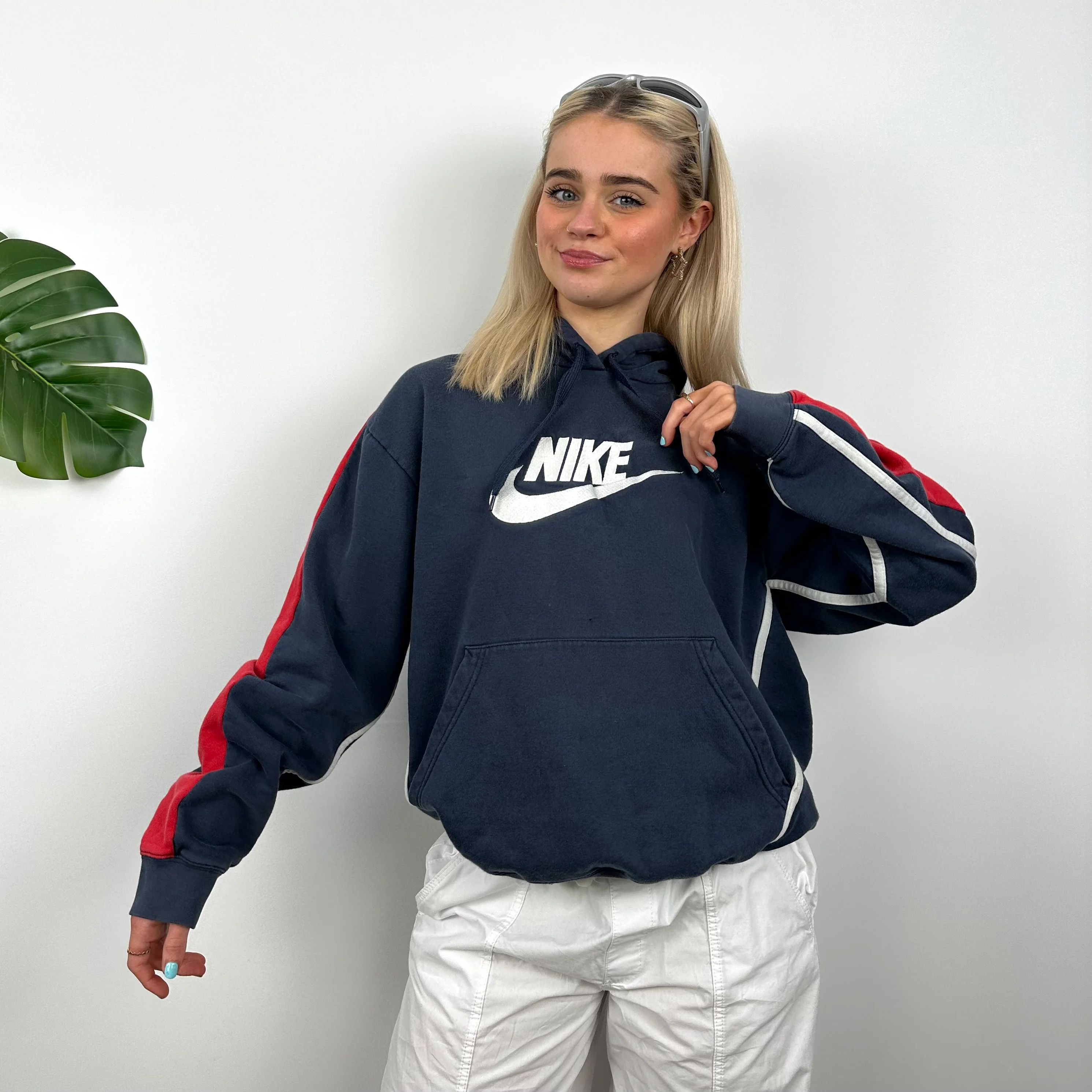 Nike Blue Embroidered Spell Out Hoodie (M) - Image 4