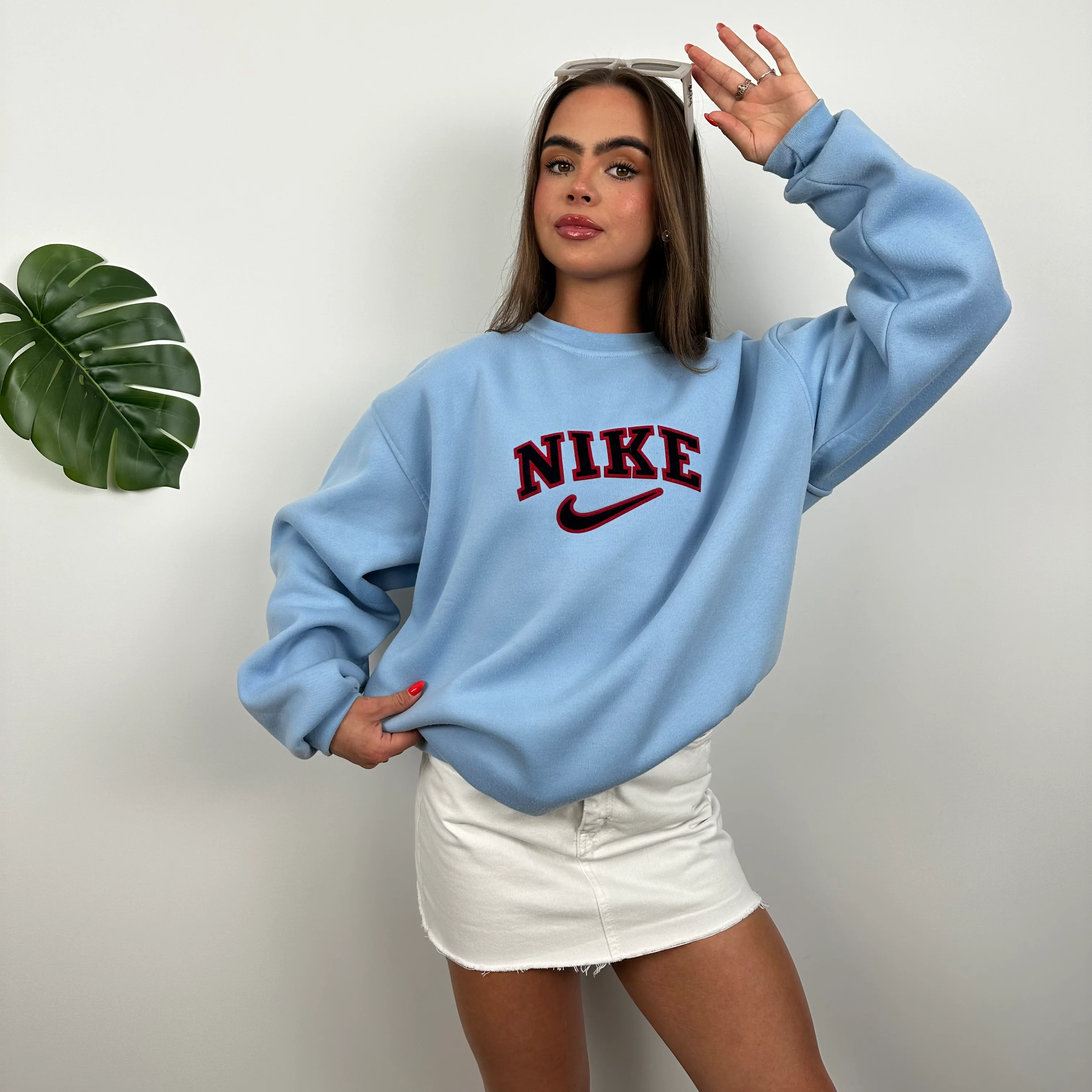 Nike Blue Embroidered Spell Out Sweatshirt (L) - Image 2