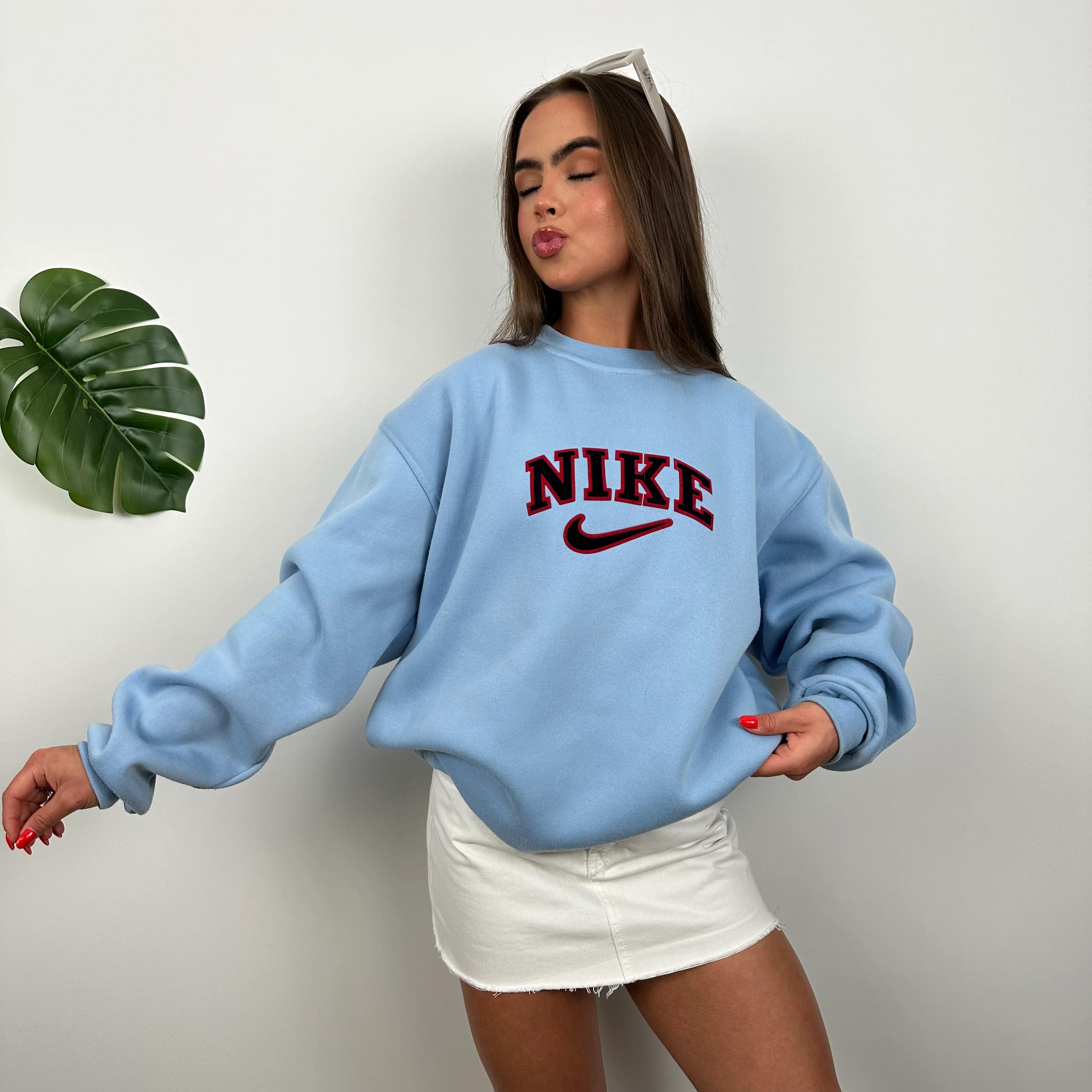 Nike Blue Embroidered Spell Out Sweatshirt (L) - Image 4