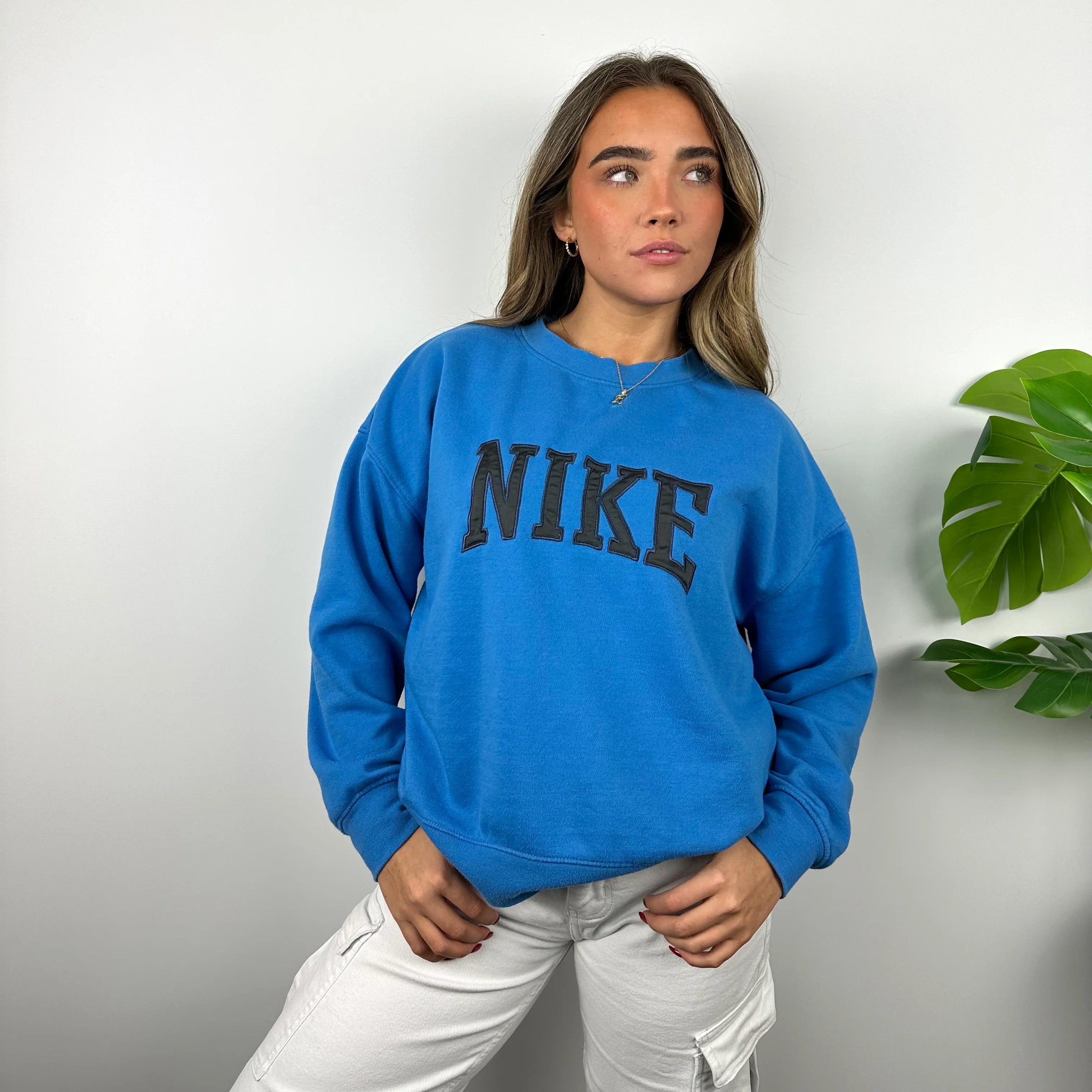 Nike Blue Embroidered Spell Out Sweatshirt (S) - Image 2