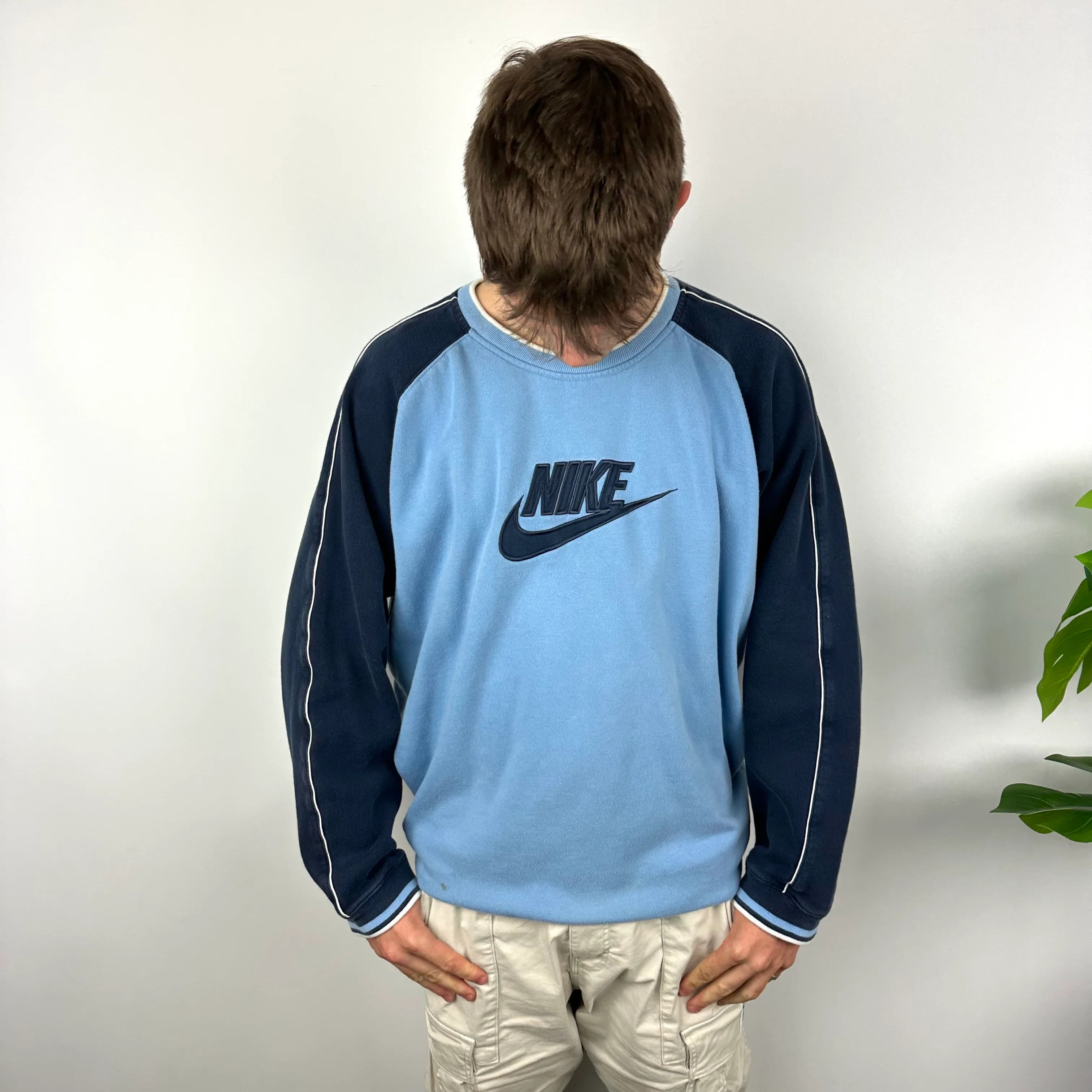 Nike Blue Embroidered Spell Out Sweatshirt (XXL) - Image 5